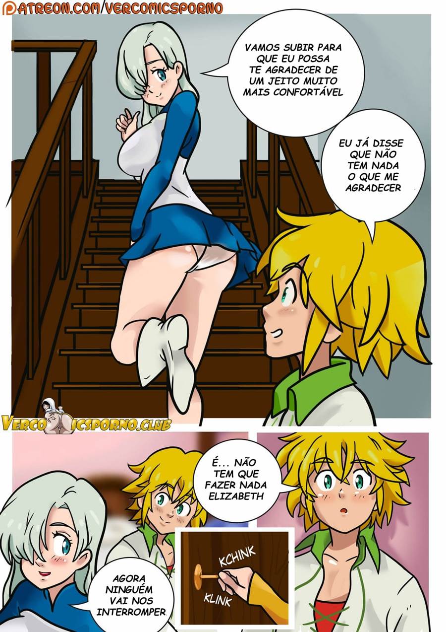 Elizabeth pagando boquete e dando o cu para Meliodas - Nanatsu no Taizai Hentai HQ Brasileiro
