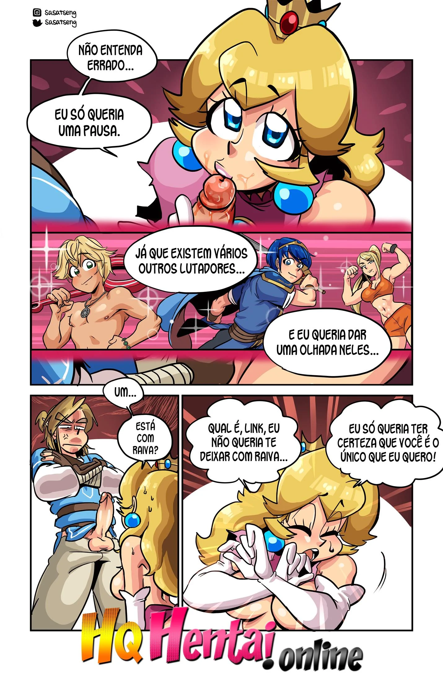 Link fodendo Peach &ndash; Smash Bros Hentai &ndash; Quadrinho De Sexo Em PT-BR