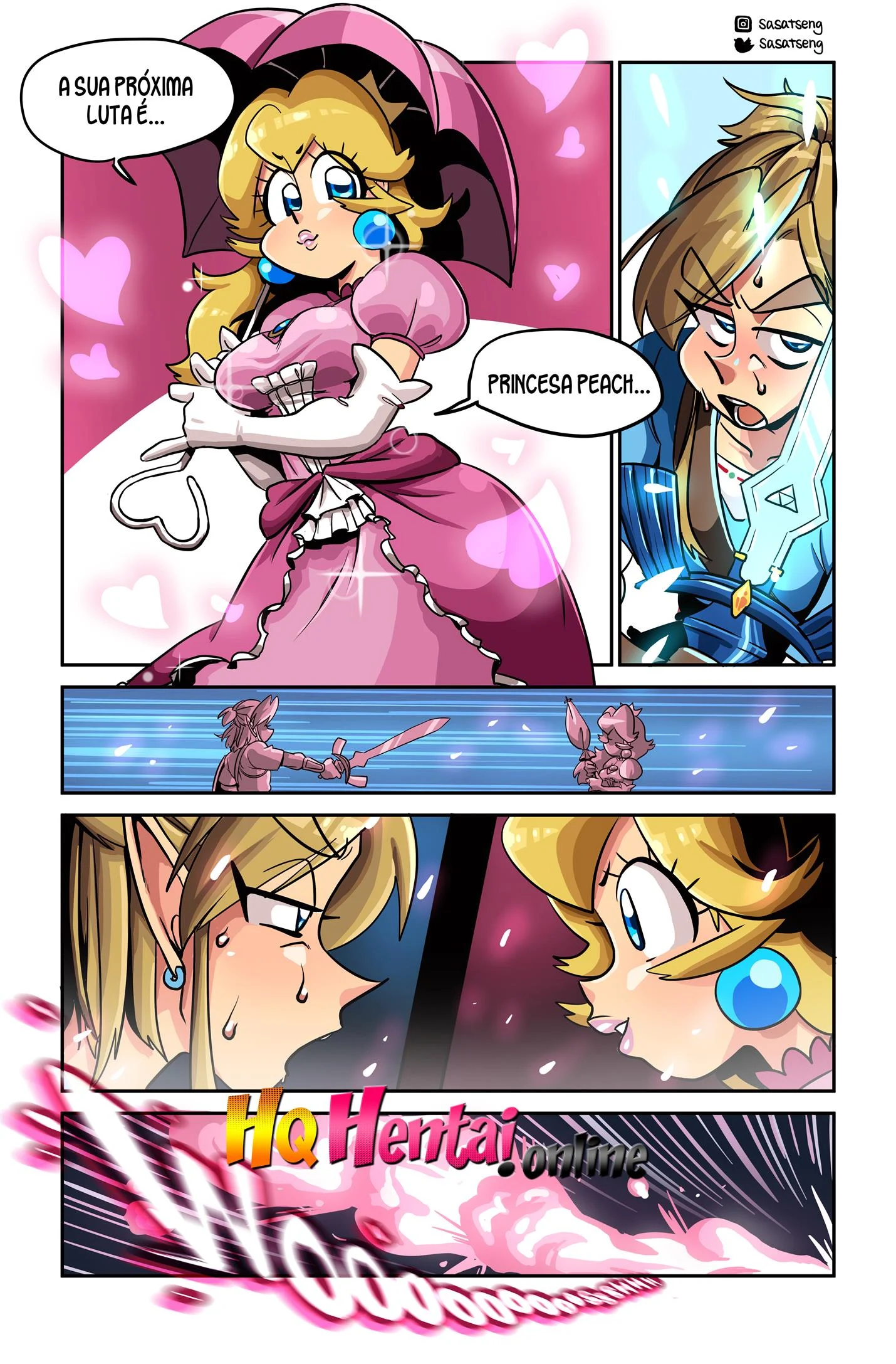 Link fodendo Peach &ndash; Smash Bros Hentai &ndash; Quadrinho De Sexo Em PT-BR