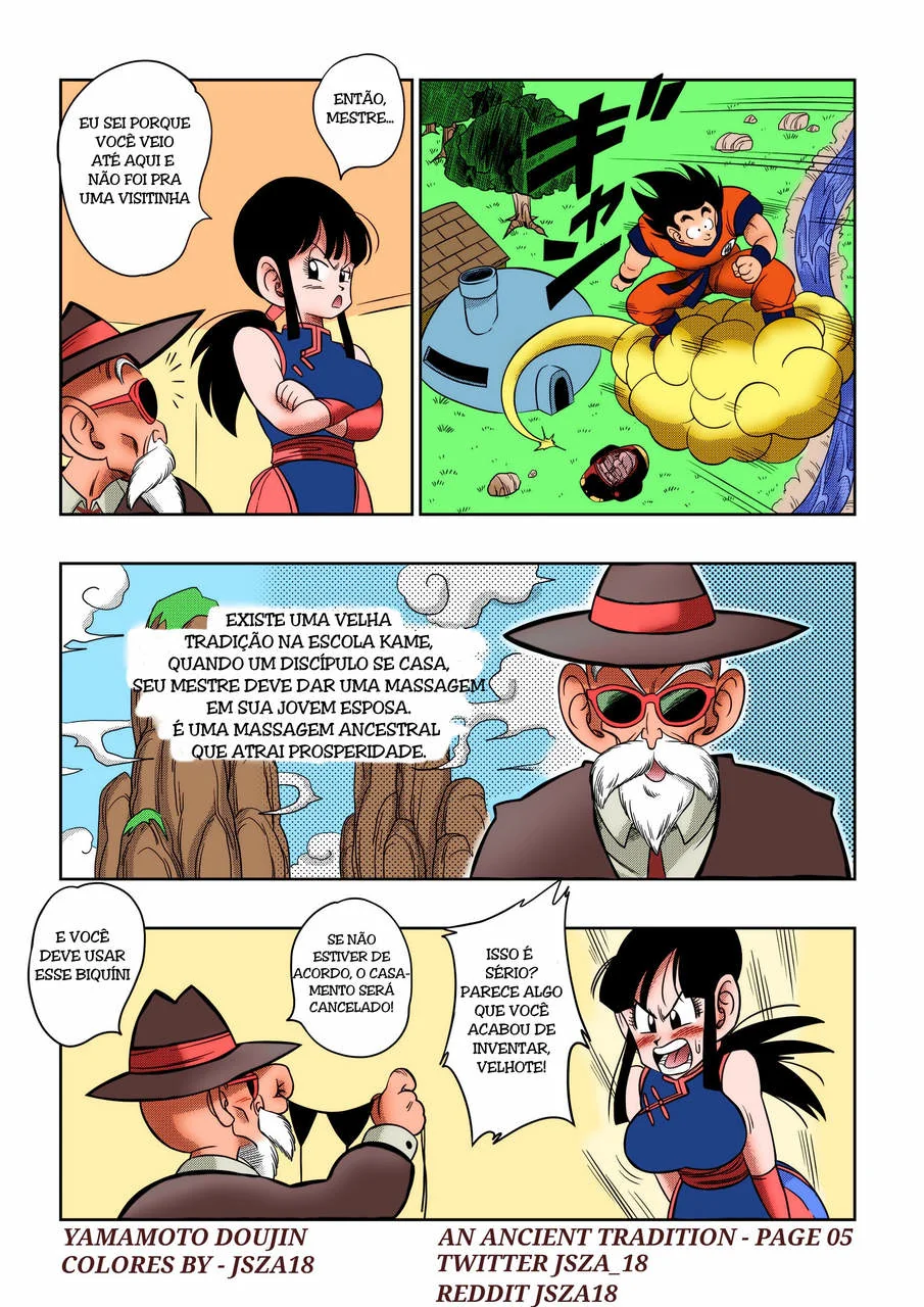 A Piranha de Goku: Chi Chi Recebendo o Pau do Mestre Kame na Buceta em Hentai Brasileiro