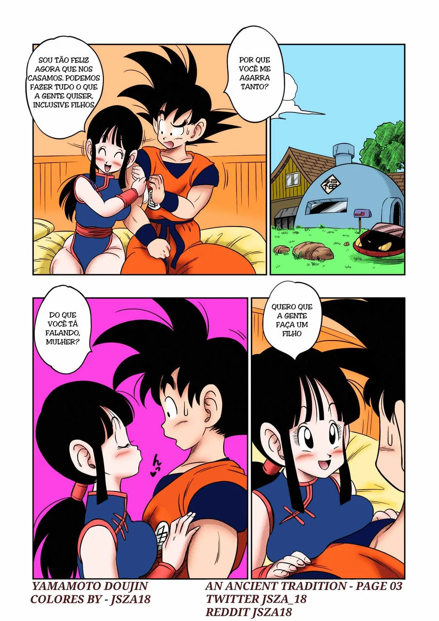 A Piranha de Goku: Chi Chi Recebendo o Pau do Mestre Kame na Buceta em Hentai Brasileiro