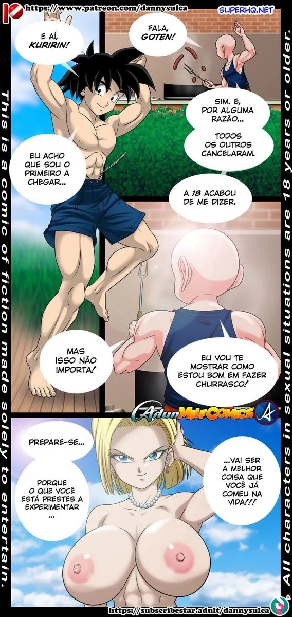 A Putaria na Festa do Kuririn e Android 18 em Dragon Ball Hentai HQ Brasileiro