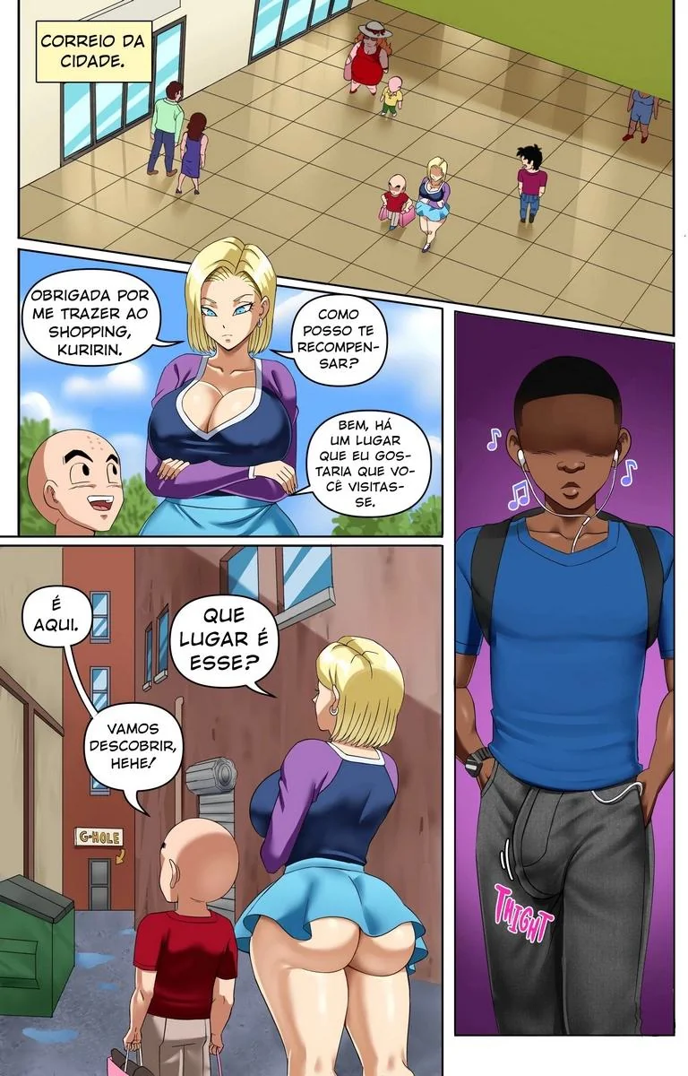 Android 18 chupando piroca em gloryhole - Paródia Dragon Ball Hentai HQ Brasileiro