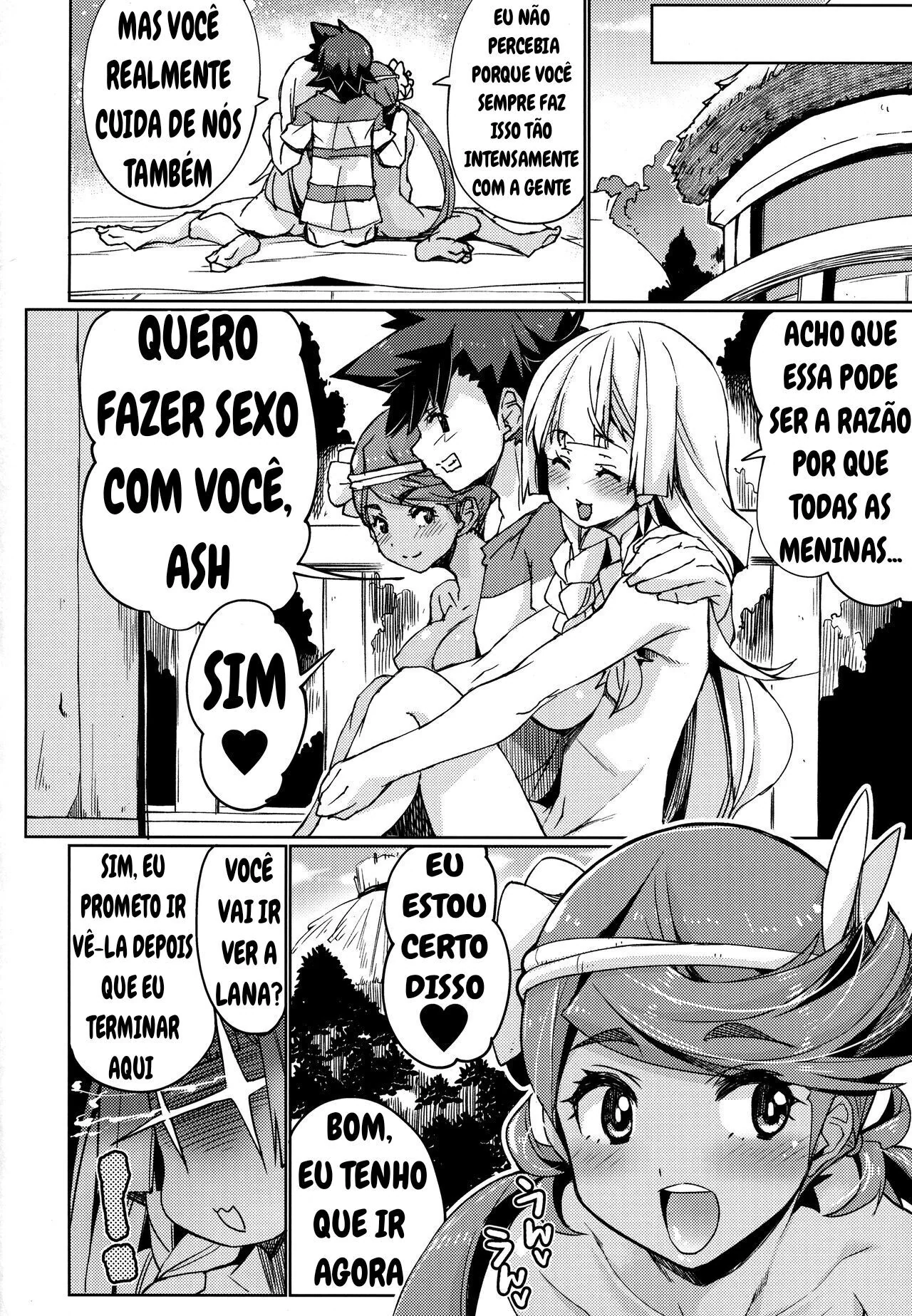 Ash Ketchum Detonando as Novinhas da Equipe Rocket: Lana e Lillie VL.2 em Hentai HQ Brasileiro