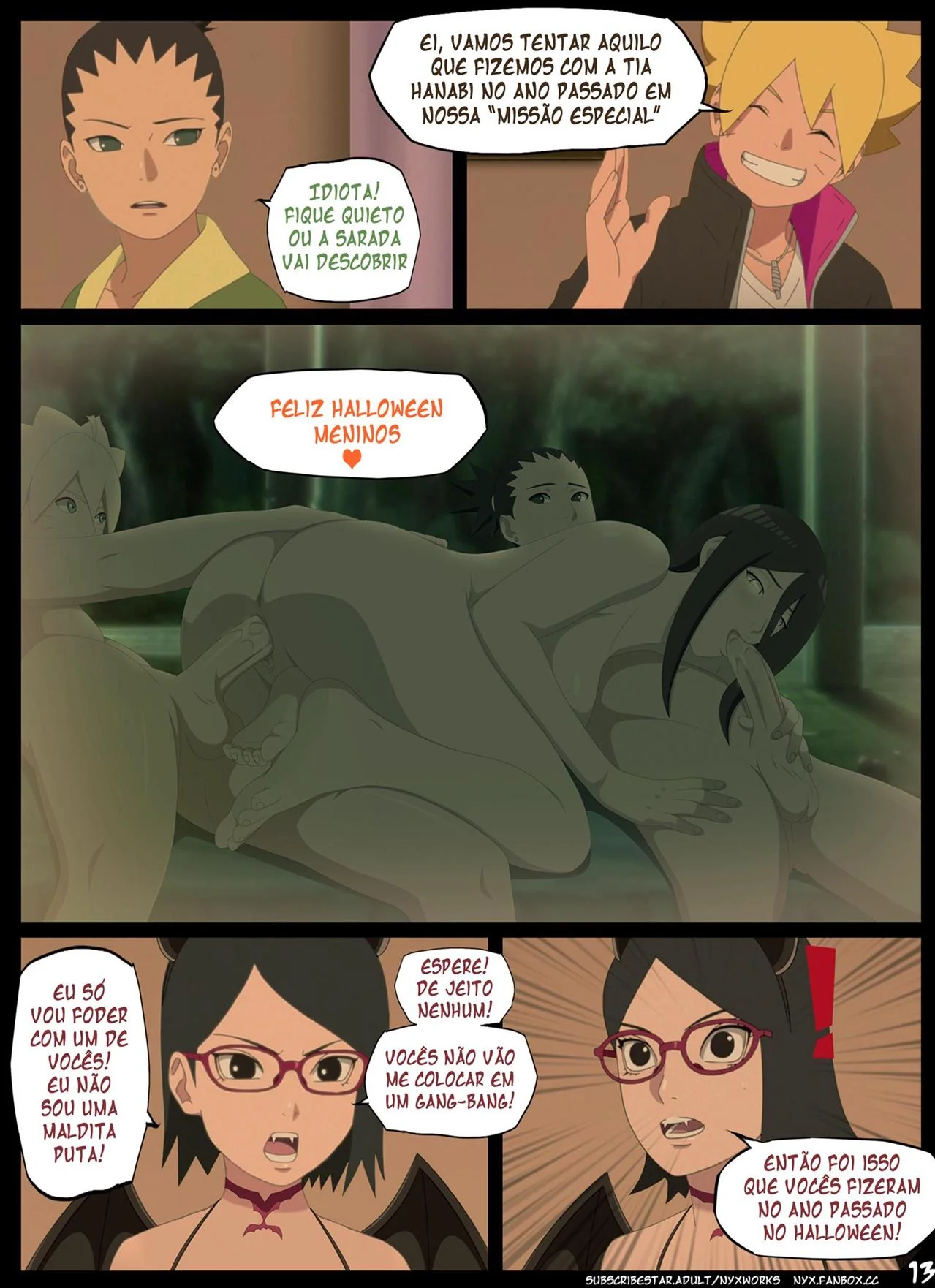 Boruto e Sarada: Noite de Halloween com muito sexo em Hentai HQ!