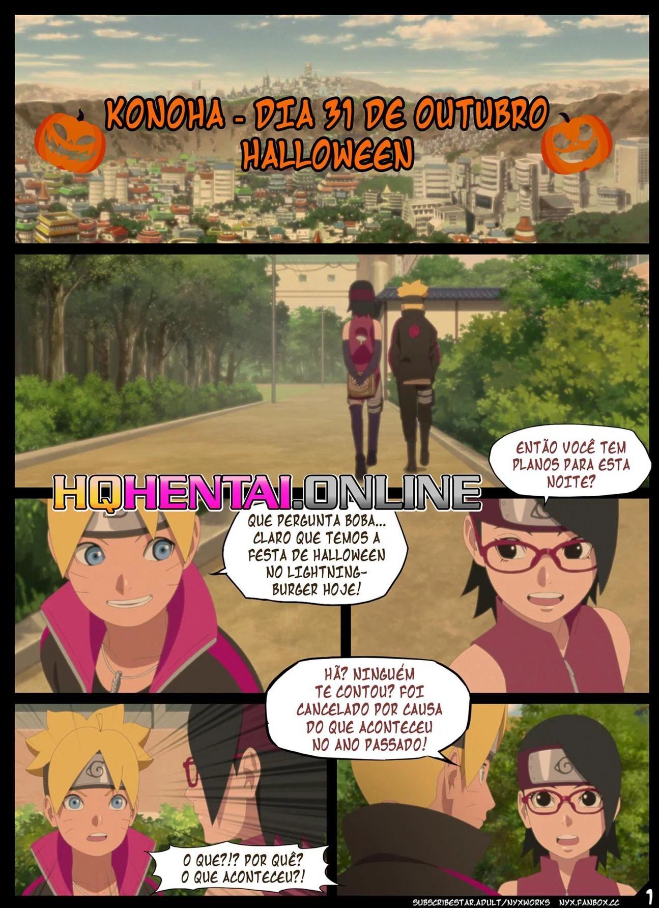 Boruto e Sarada: Noite de Halloween com muito sexo em Hentai HQ!