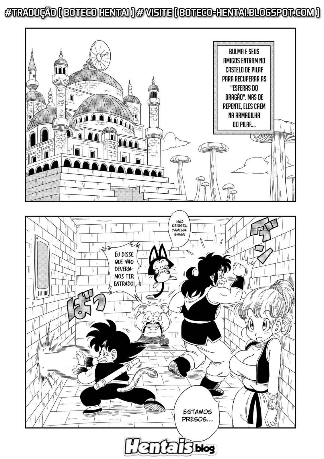 Bulma e seus amigos caem na armadilha do Pilaf: Piroca, buceta, e muita sacanagem no castelo - Em hentai HQ