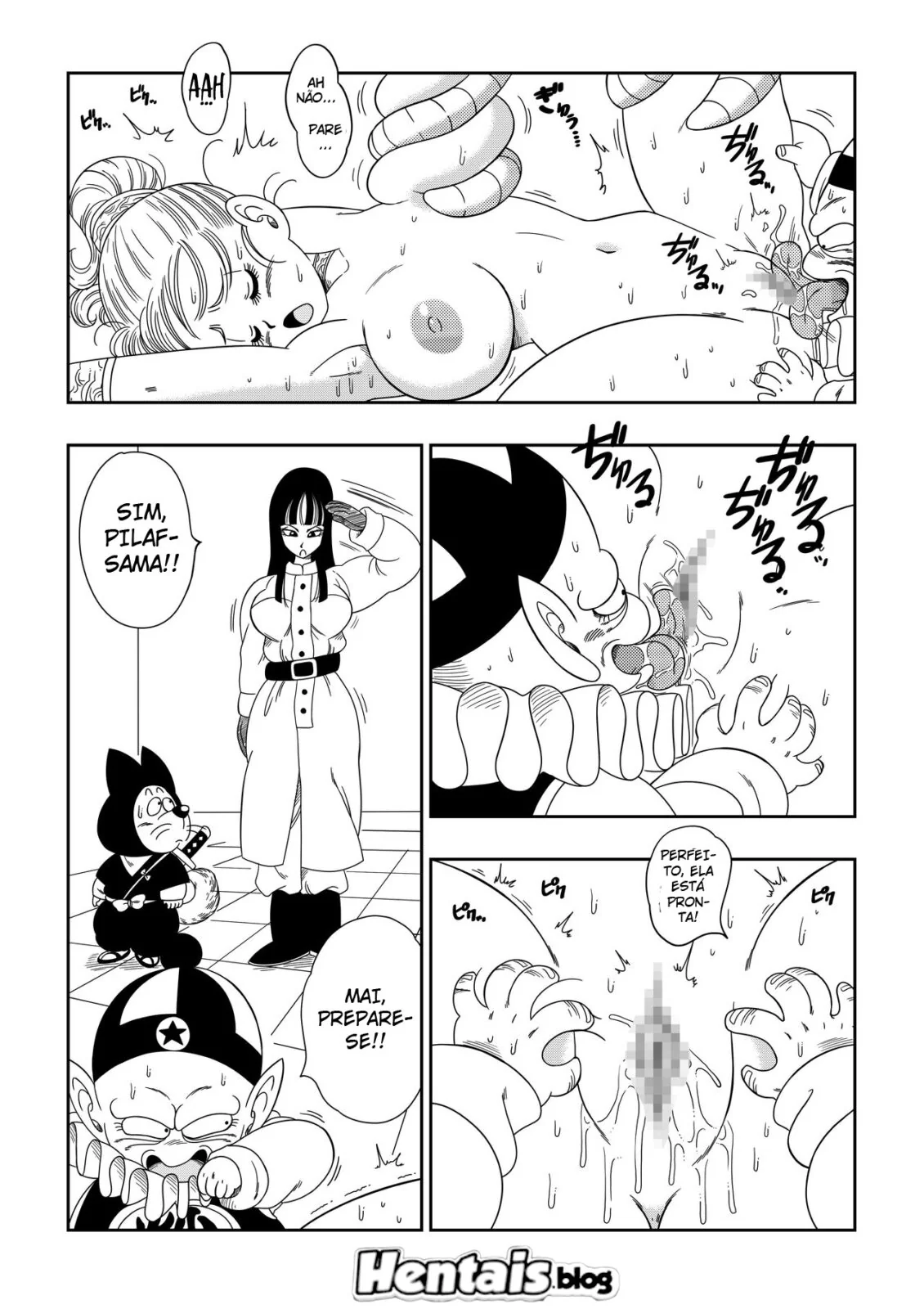 Bulma e seus amigos caem na armadilha do Pilaf: Piroca, buceta, e muita sacanagem no castelo - Em hentai HQ