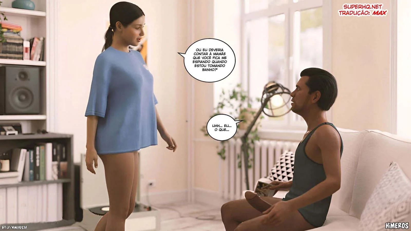 Cala a Boca e Mama, Piranha! - Flagrou o irmão usando suas calcinhas em hentai hq brasileiro