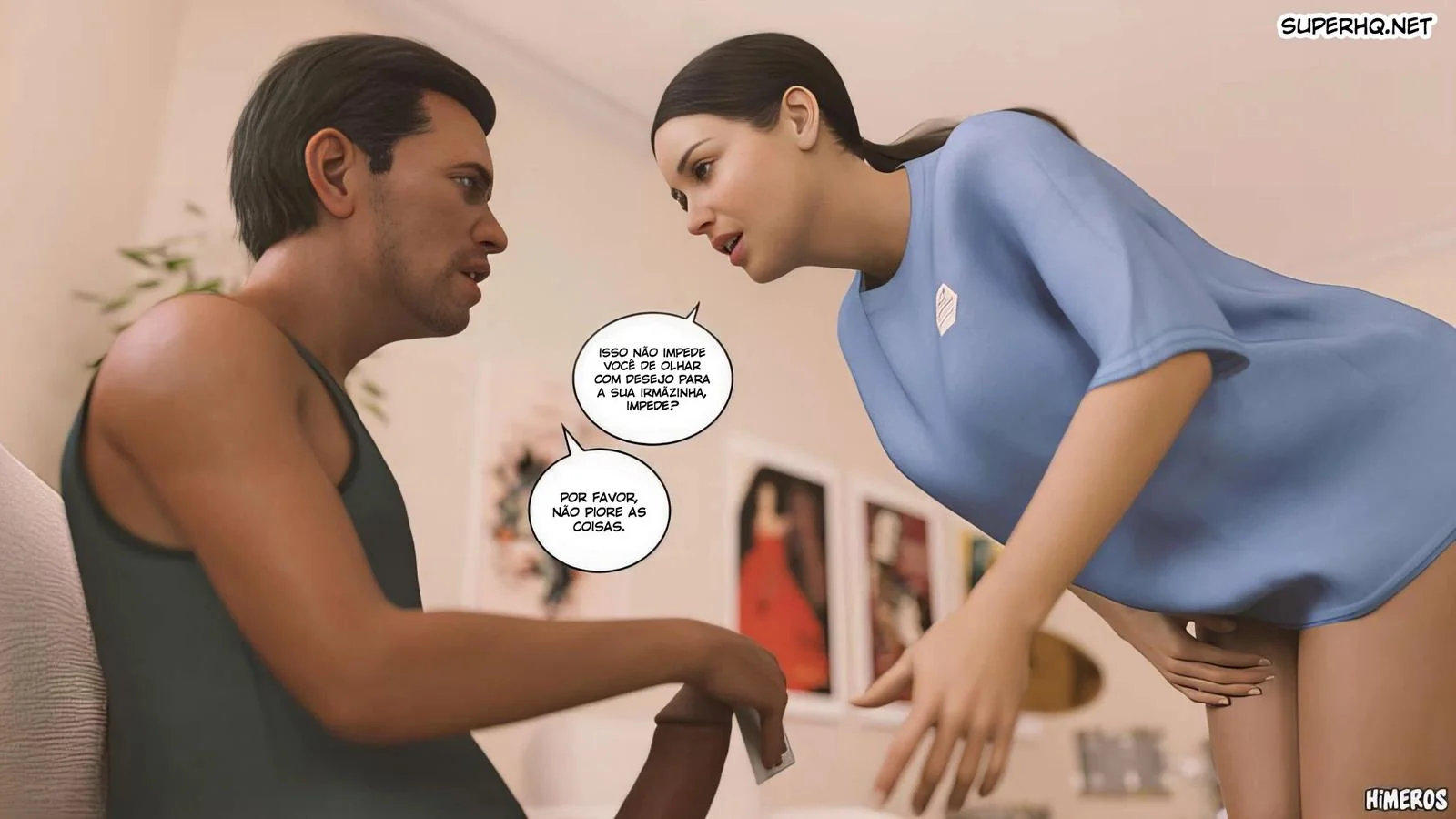 Cala a Boca e Mama, Piranha! - Flagrou o irmão usando suas calcinhas em hentai hq brasileiro