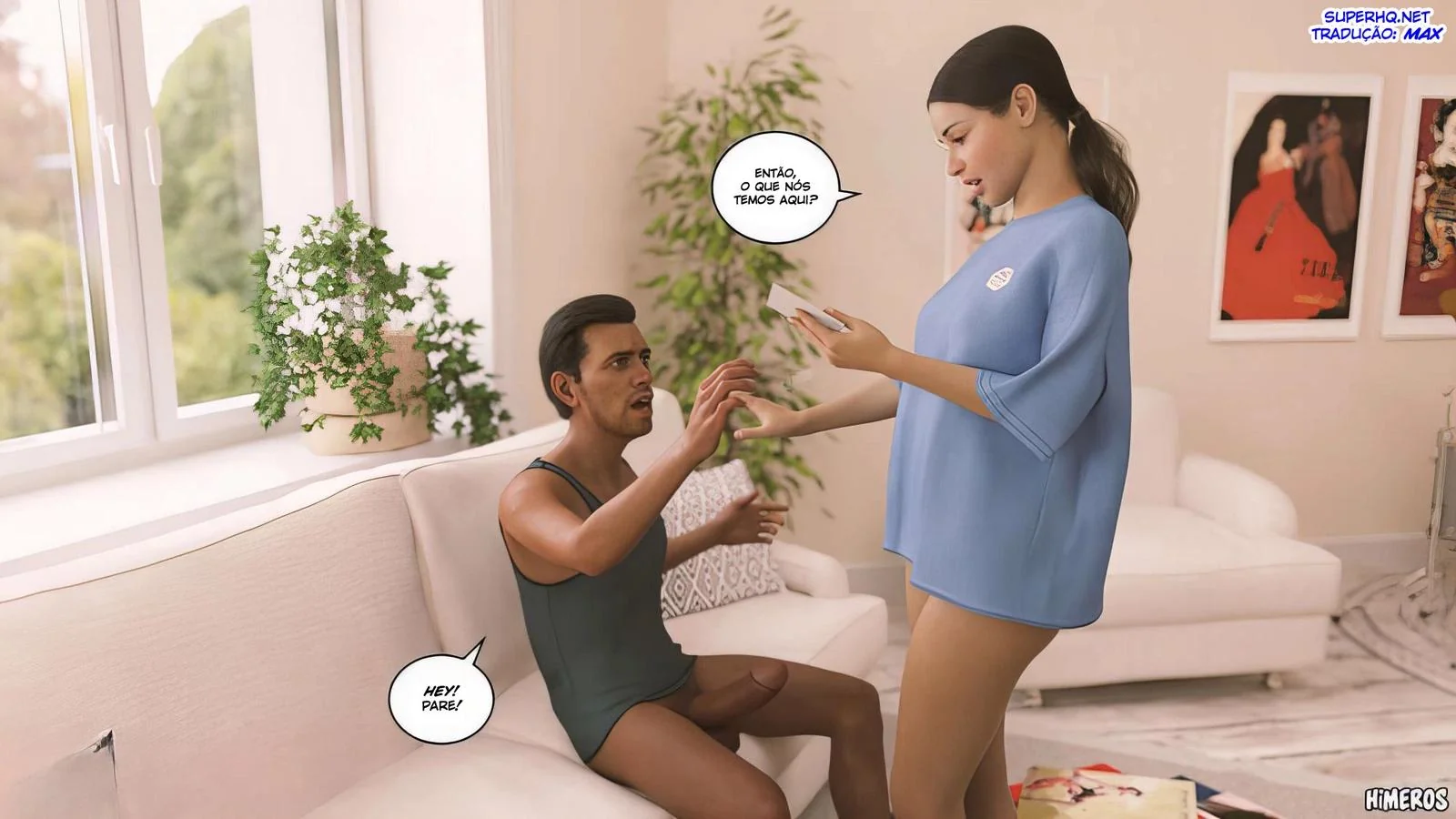 Cala a Boca e Mama, Piranha! - Flagrou o irmão usando suas calcinhas em hentai hq brasileiro