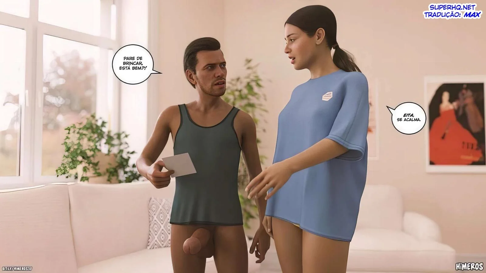 Cala a Boca e Mama, Piranha! - Flagrou o irmão usando suas calcinhas em hentai hq brasileiro