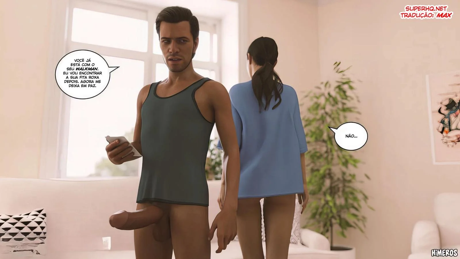 Cala a Boca e Mama, Piranha! - Flagrou o irmão usando suas calcinhas em hentai hq brasileiro