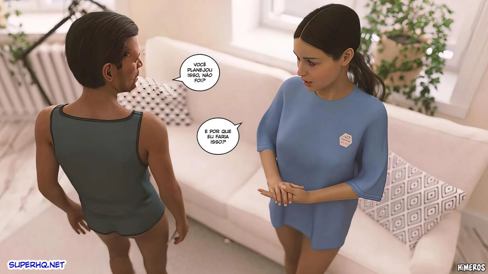 Cala a Boca e Mama, Piranha! - Flagrou o irmão usando suas calcinhas em hentai hq brasileiro