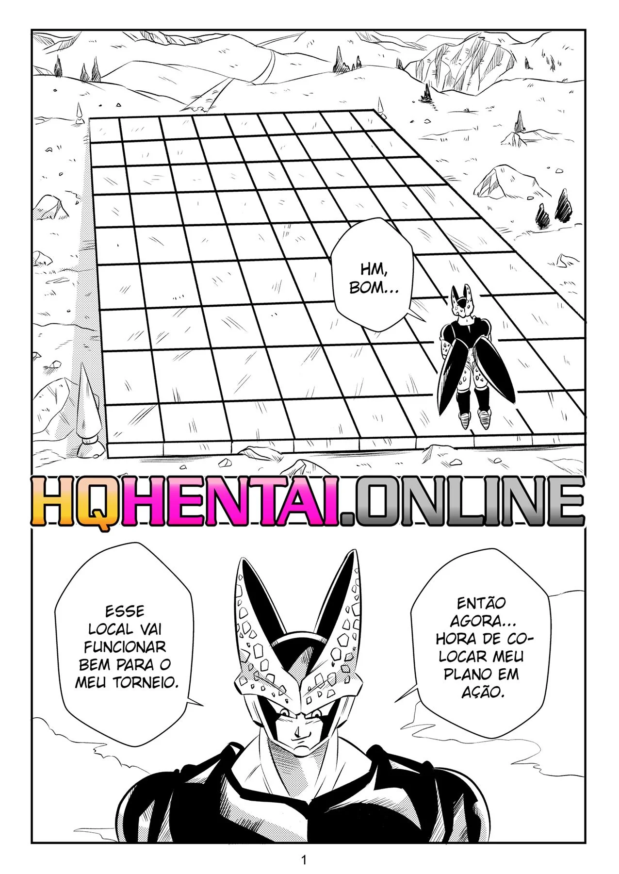 Desafio do Cell na TV - Piranha fica na mira da piroca do vilão em hentai HQ