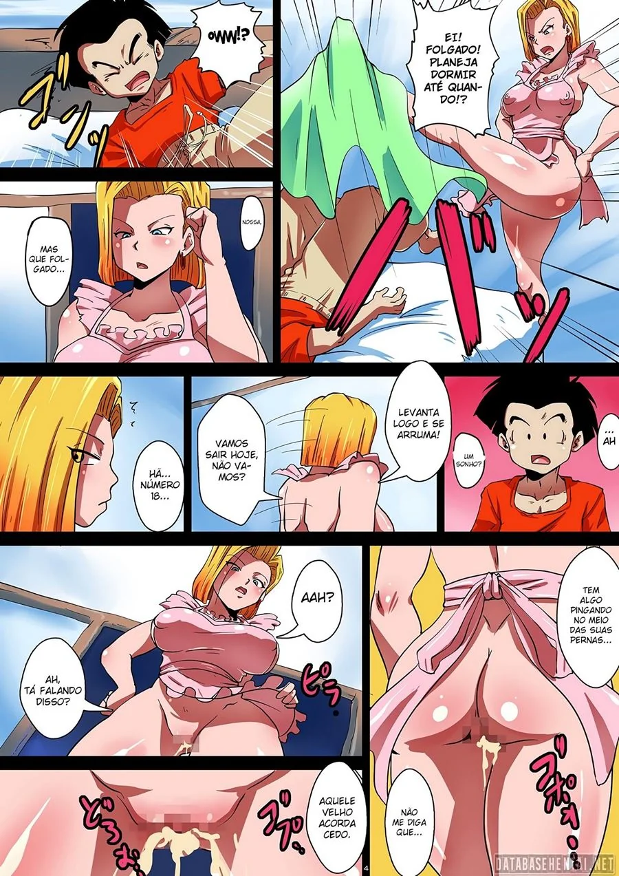 Dragon Ball Hentai: Suruba com Androide 18 em HQ Brasileiro