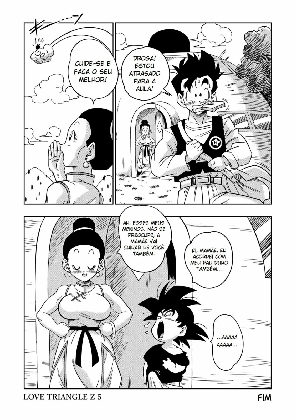 Dragon Ball Hentai: Triângulo Amoroso Vol.05 - Erasa Seduz Gohan em Casa da Piranha em HQ Brasileiro