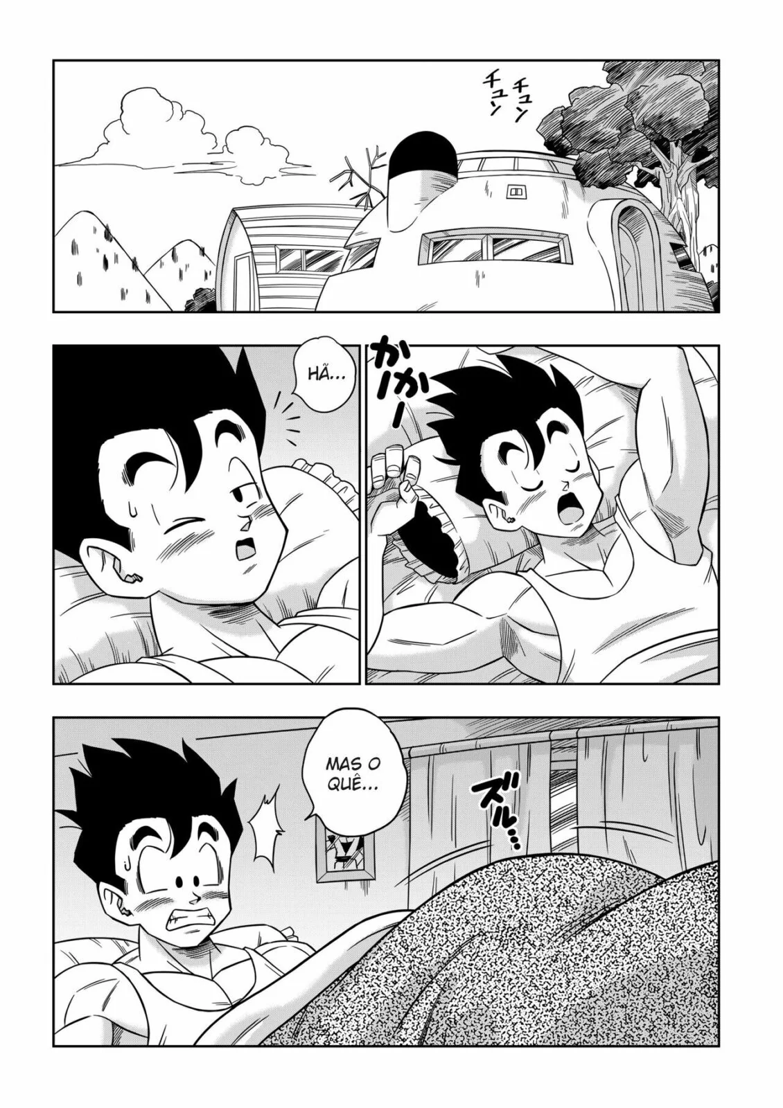 Dragon Ball Hentai: Triângulo Amoroso Vol.05 - Erasa Seduz Gohan em Casa da Piranha em HQ Brasileiro