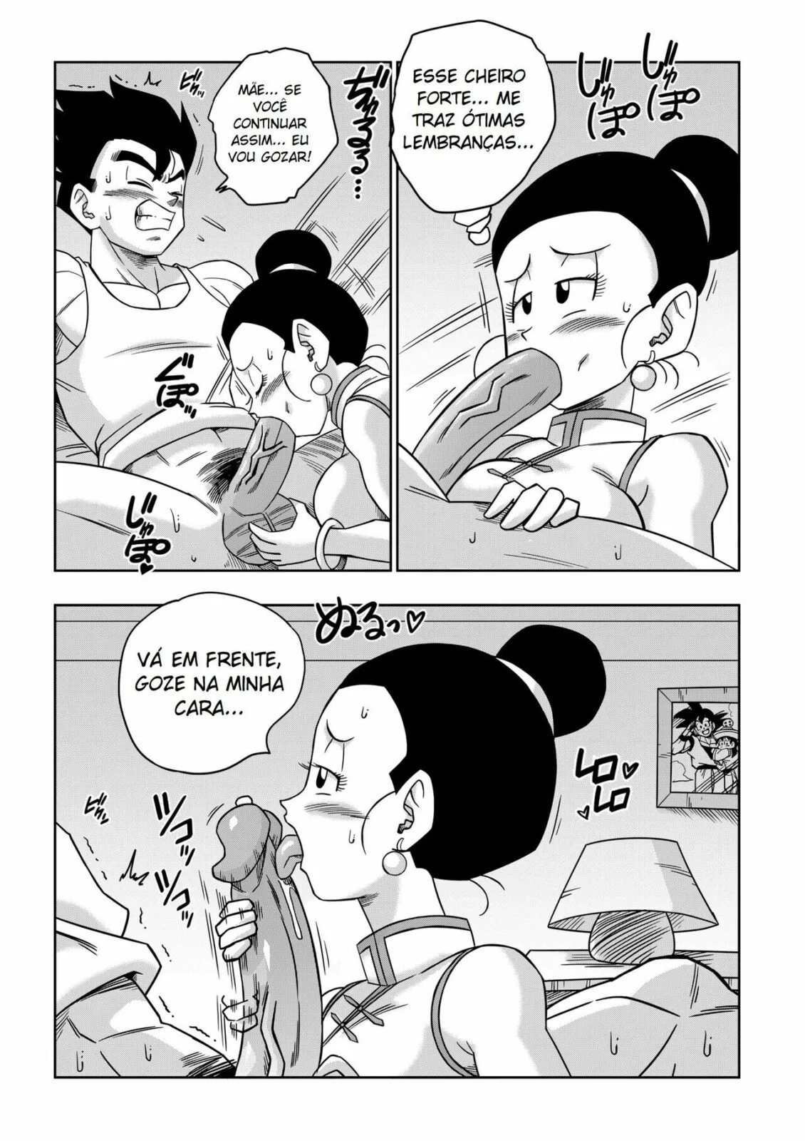 Dragon Ball Hentai: Triângulo Amoroso Vol.05 - Erasa Seduz Gohan em Casa da Piranha em HQ Brasileiro