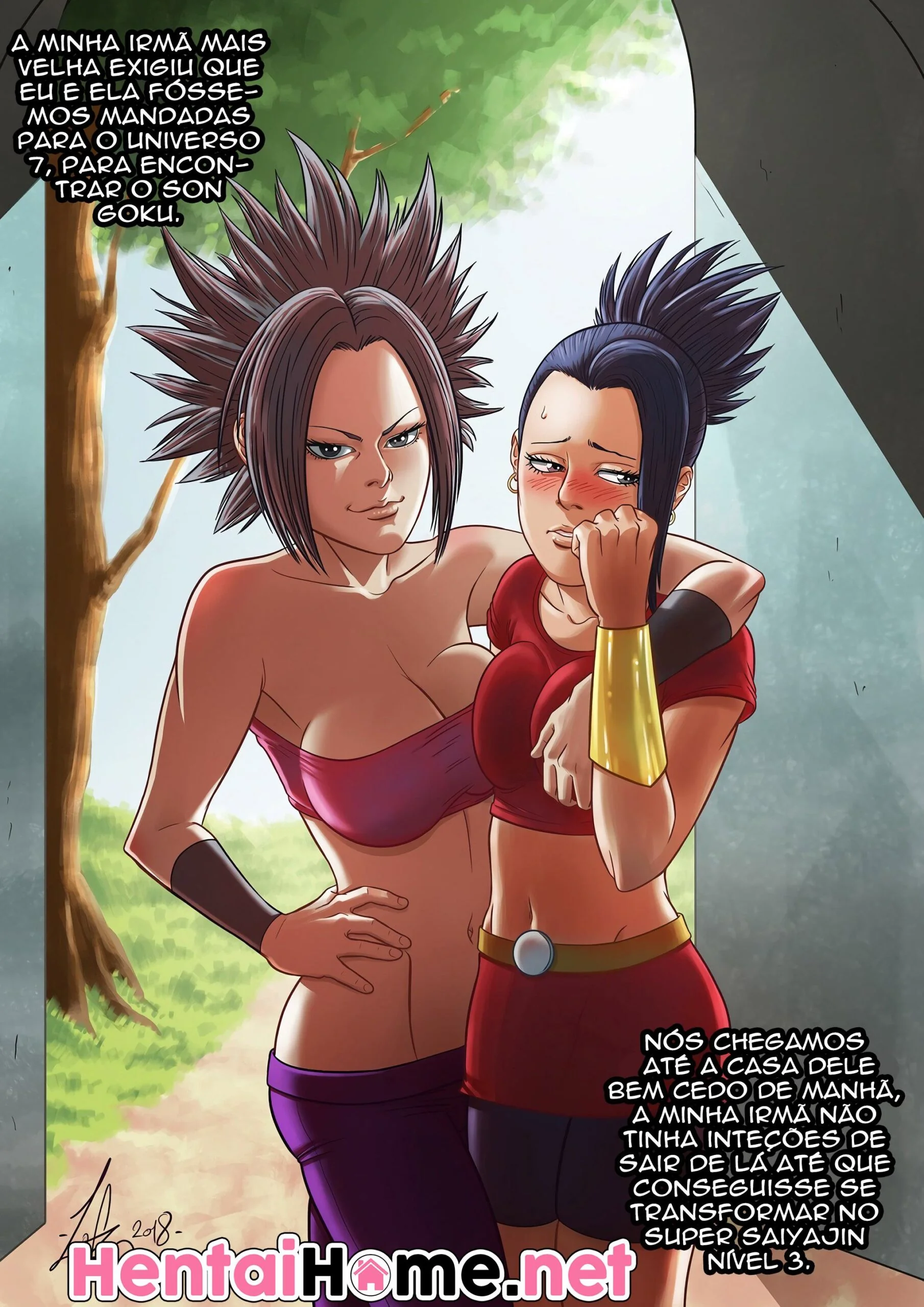 Dragon Ball Porno: Kale e sua Irm&atilde; se Deliciam com o Sexo Bruto na Casa do Goku" em hentai HQ