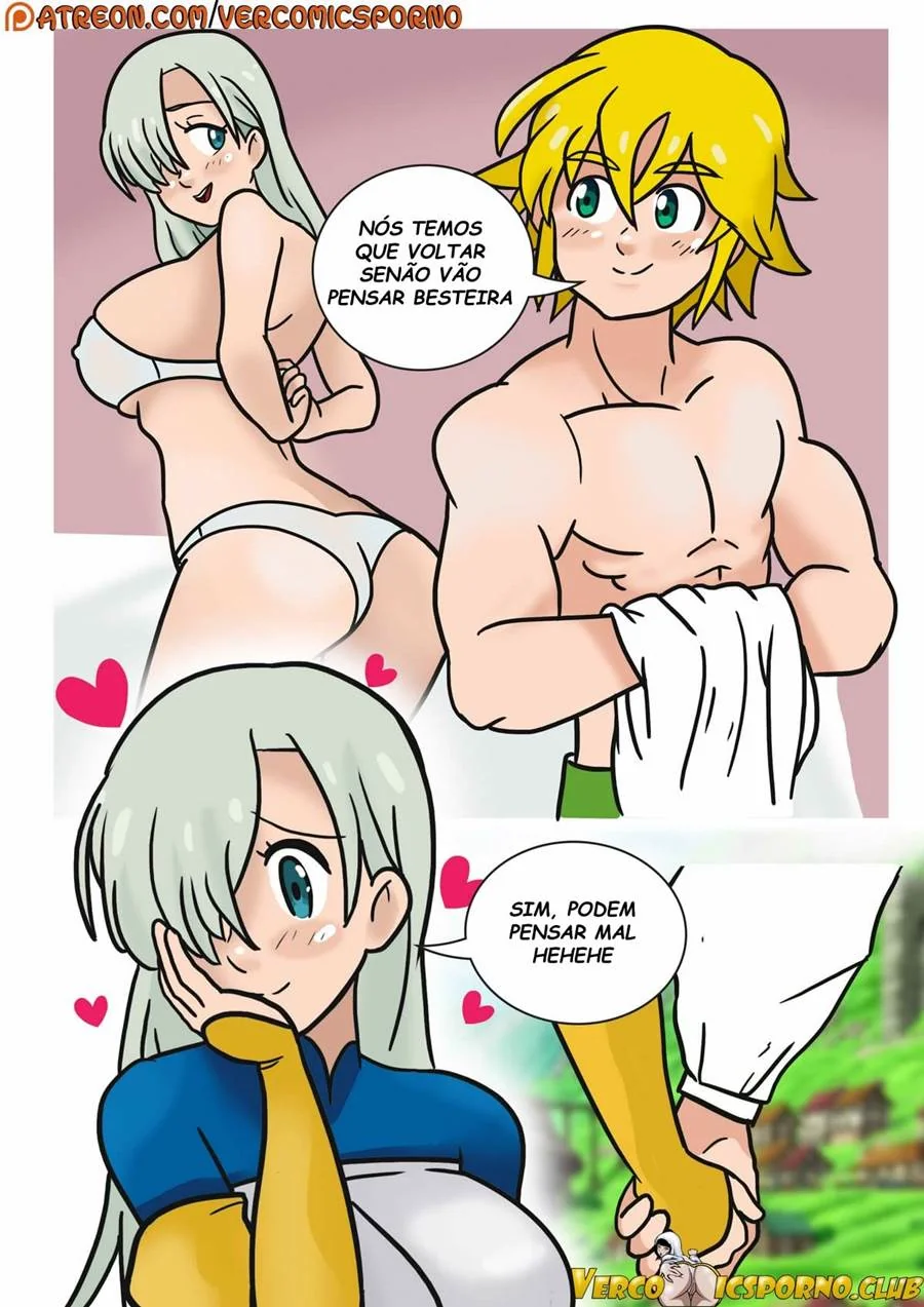 Elizabeth pagando boquete e dando o cu para Meliodas - Nanatsu no Taizai Hentai HQ Brasileiro
