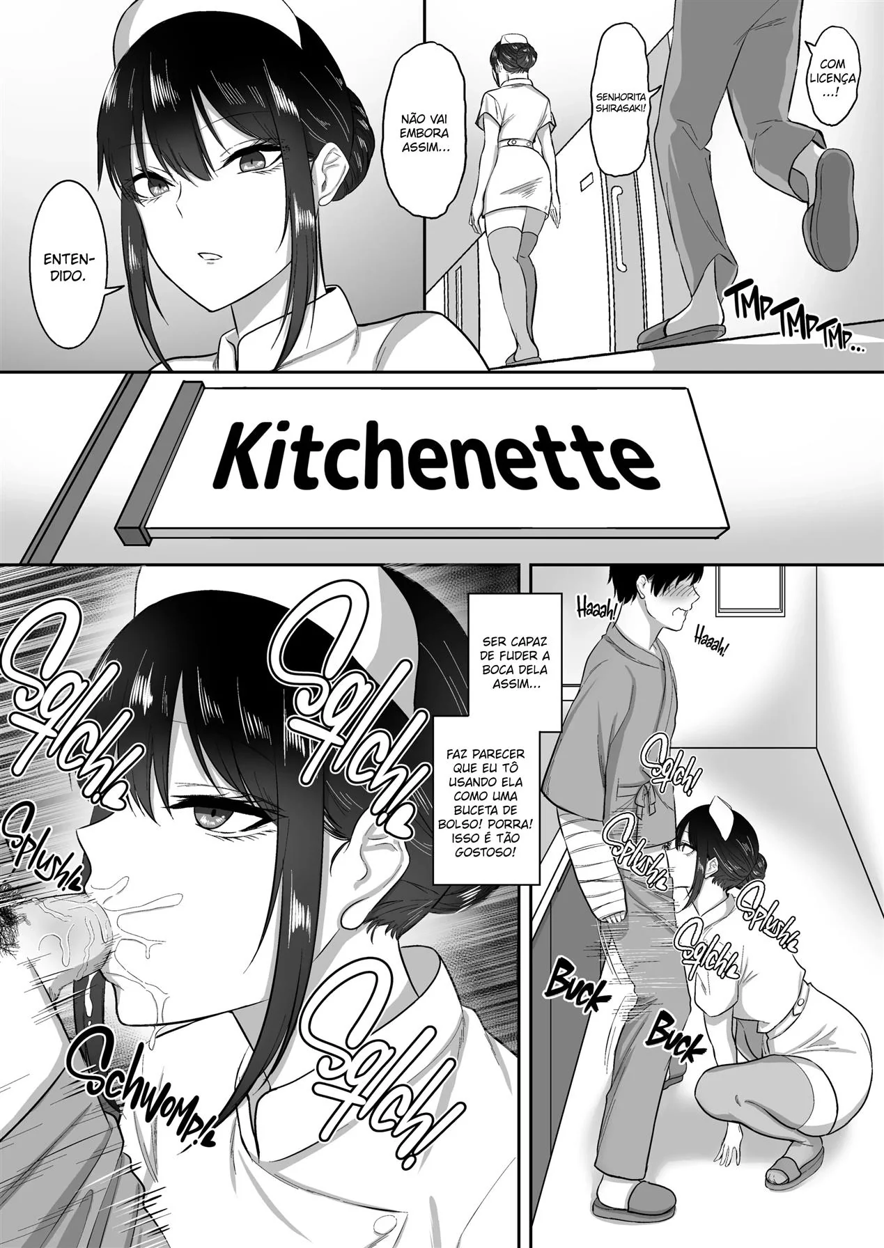 Enfermeira Piranha Ajuda Paciente com os Dois Braços Quebrados - Em Hentai HQ Brasileiro