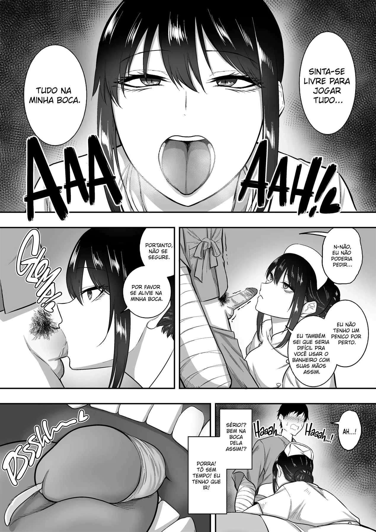 Enfermeira Piranha Ajuda Paciente com os Dois Braços Quebrados - Em Hentai HQ Brasileiro