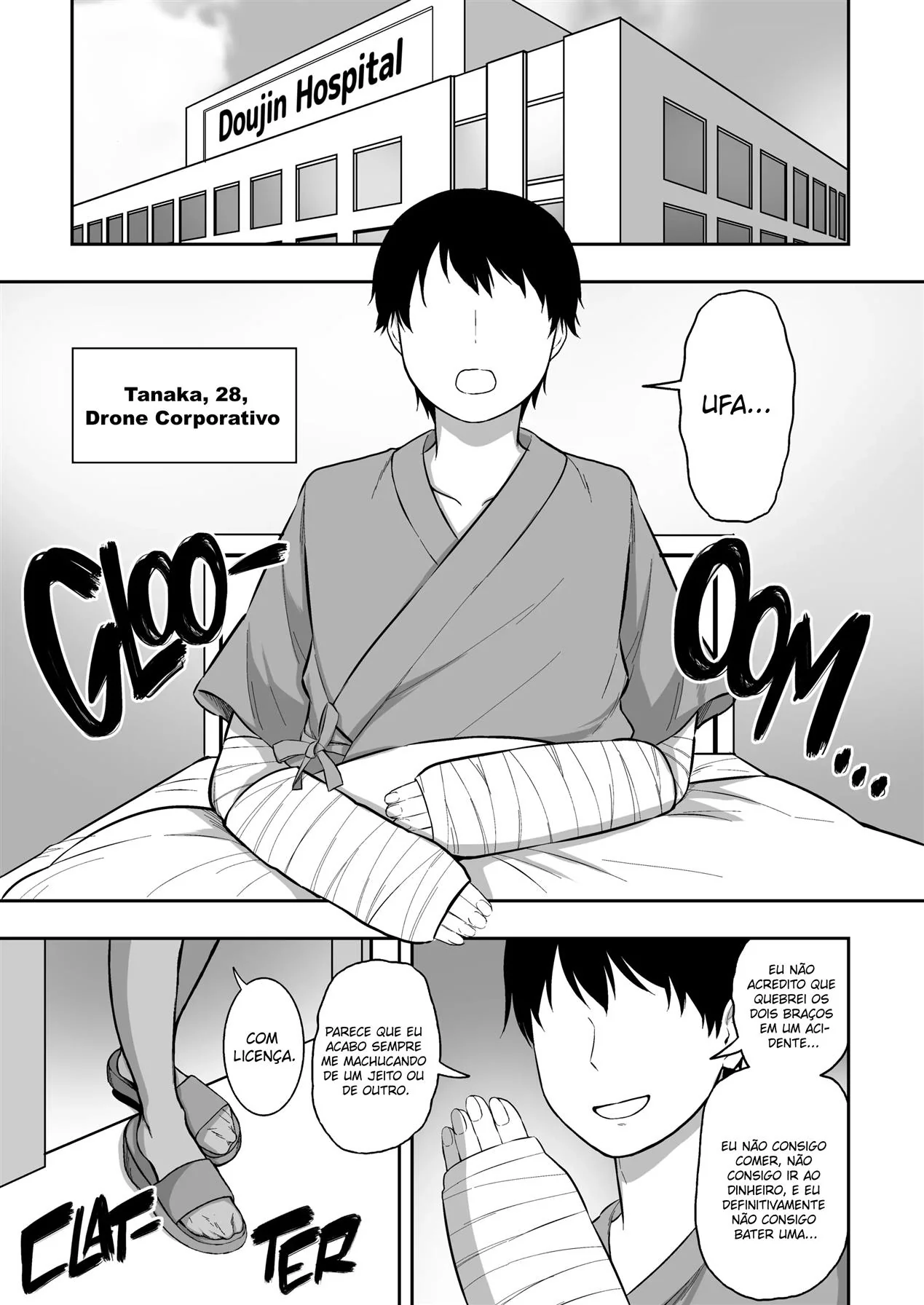 Enfermeira Piranha Ajuda Paciente com os Dois Braços Quebrados - Em Hentai HQ Brasileiro