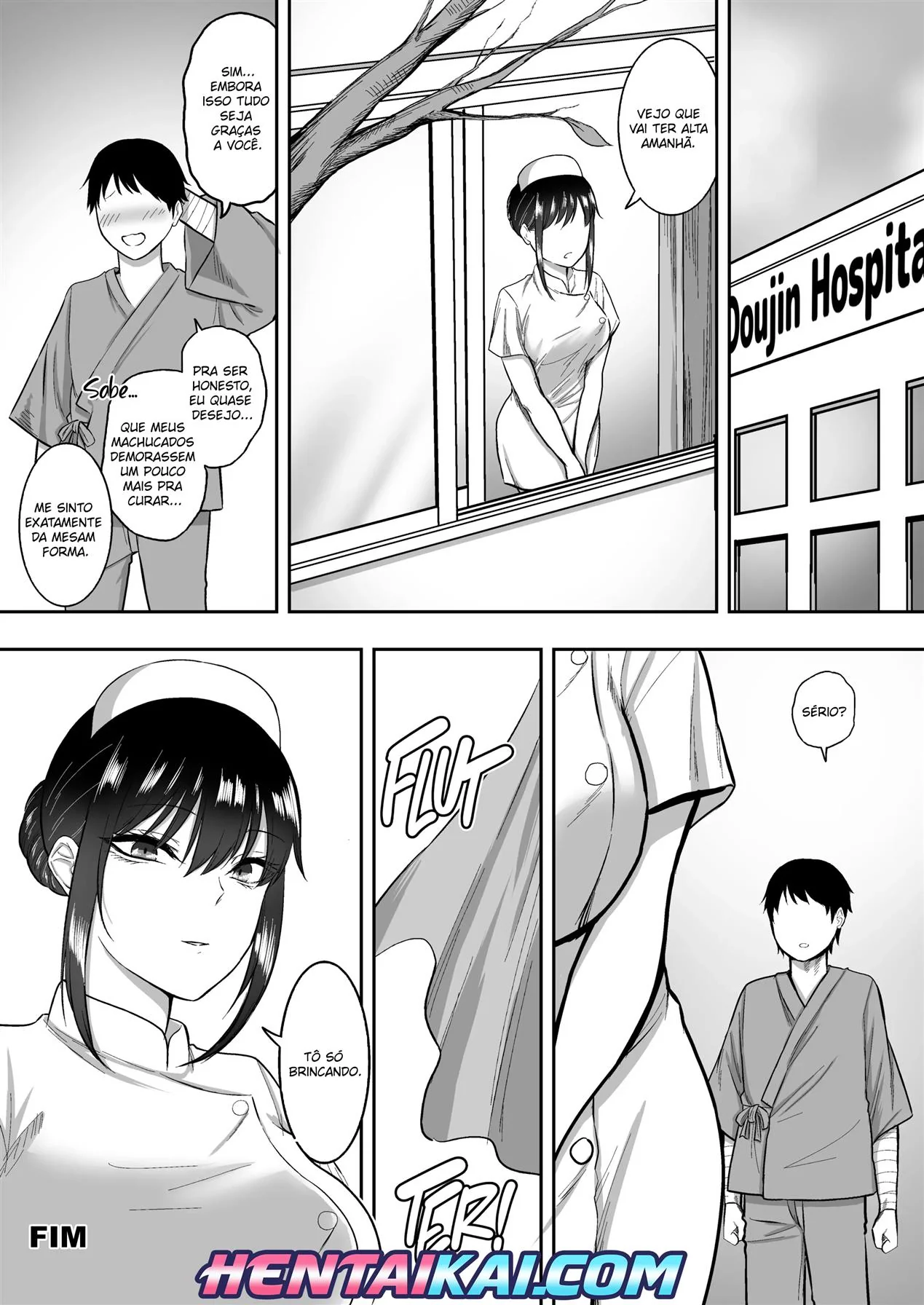 Enfermeira Piranha Ajuda Paciente com os Dois Braços Quebrados - Em Hentai HQ Brasileiro