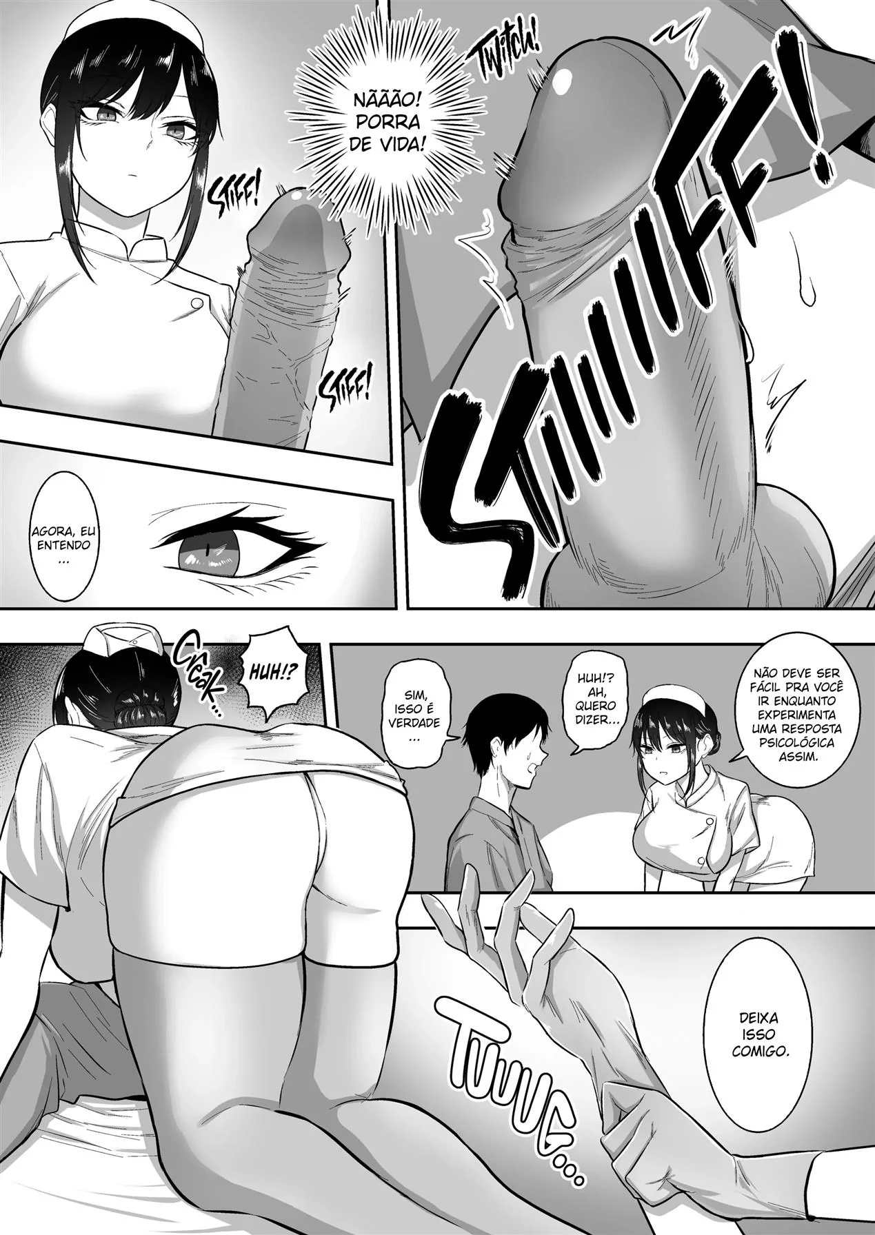 Enfermeira Piranha Ajuda Paciente com os Dois Braços Quebrados - Em Hentai HQ Brasileiro