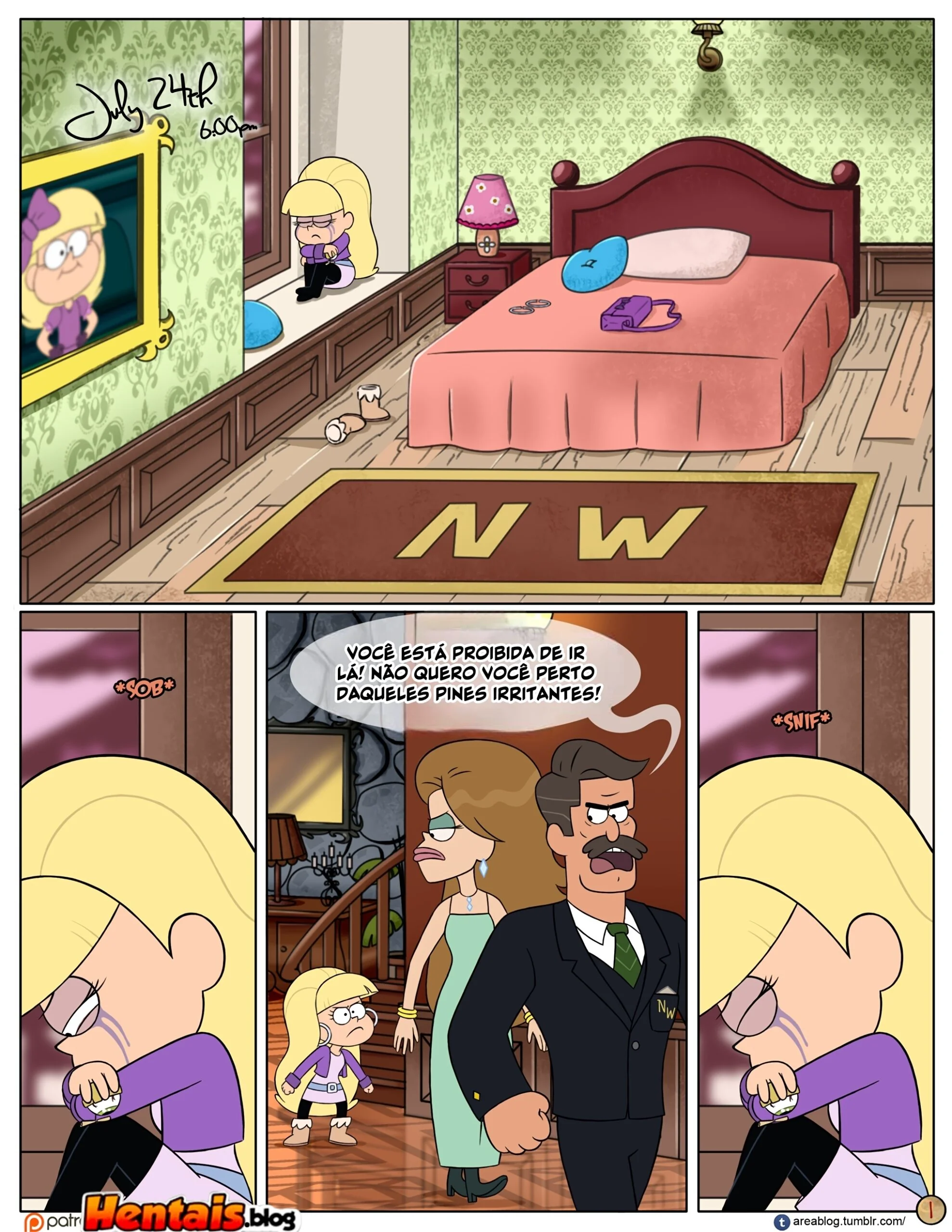 Gravity Falls HQ Porno: Próximo Verão - Mabel Ajuda os Gêmeos a Foder Pacifica em HQ Brasileiro