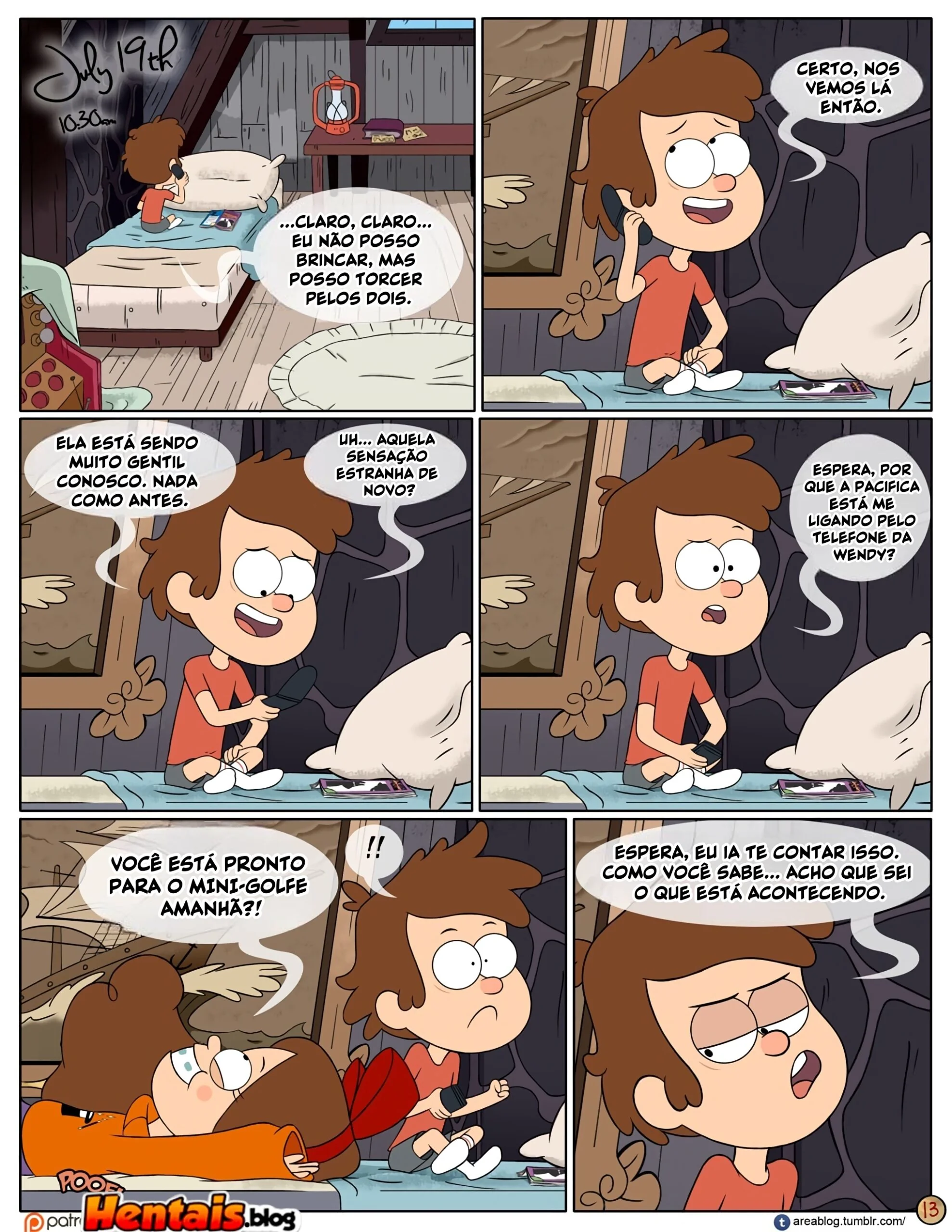 Gravity Falls HQ Porno: Próximo Verão - Mabel Ajuda os Gêmeos a Foder Pacifica em HQ Brasileiro