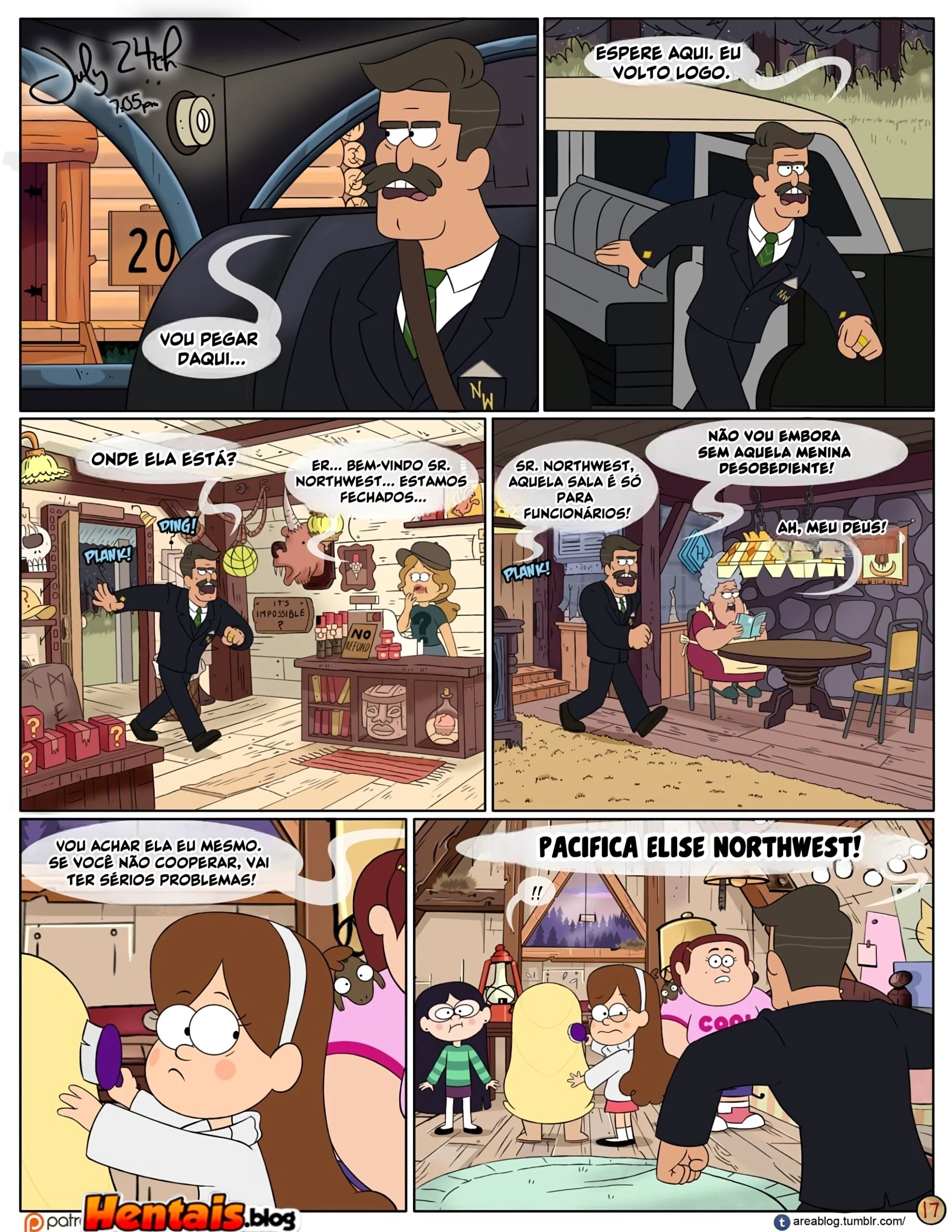 Gravity Falls HQ Porno: Próximo Verão - Mabel Ajuda os Gêmeos a Foder Pacifica em HQ Brasileiro