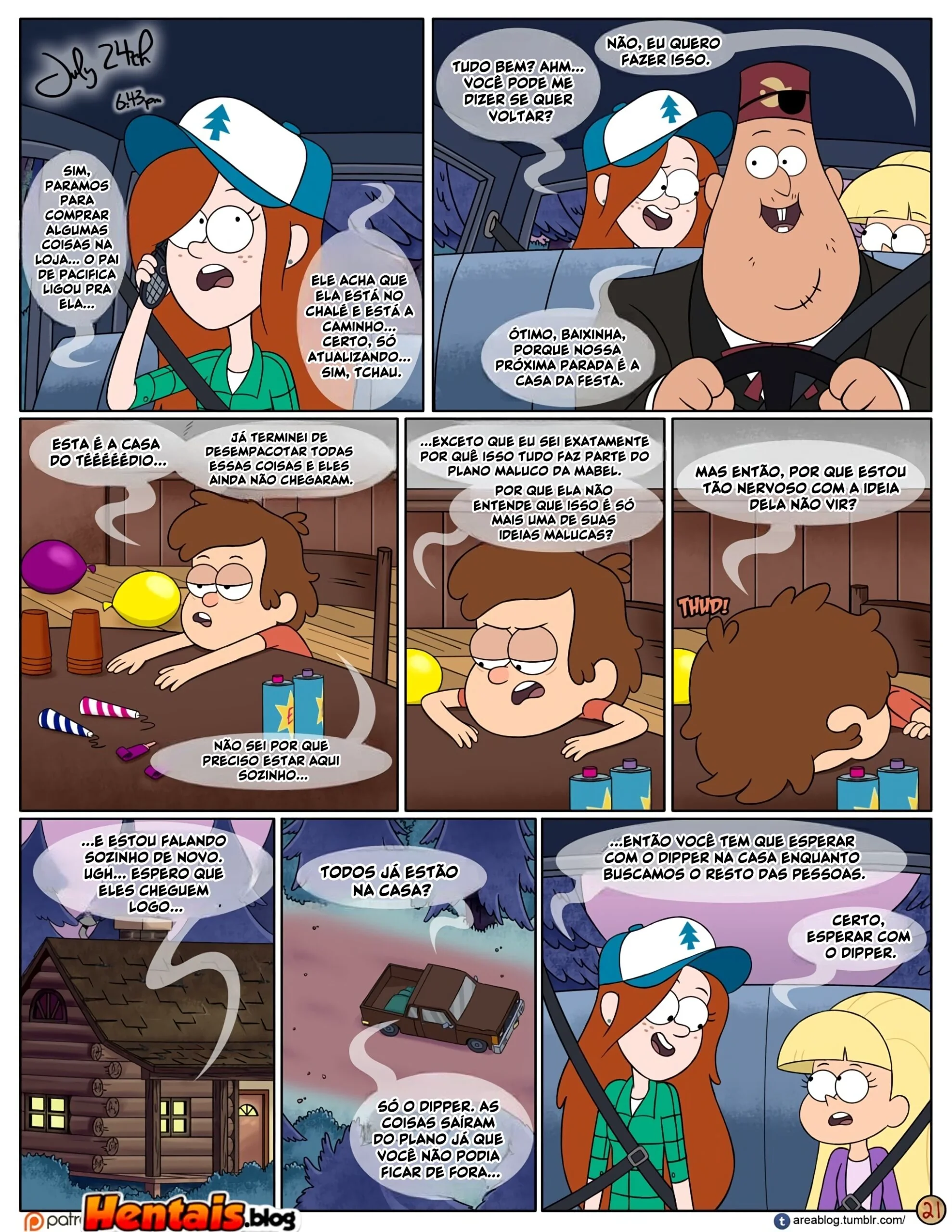 Gravity Falls HQ Porno: Próximo Verão - Mabel Ajuda os Gêmeos a Foder Pacifica em HQ Brasileiro