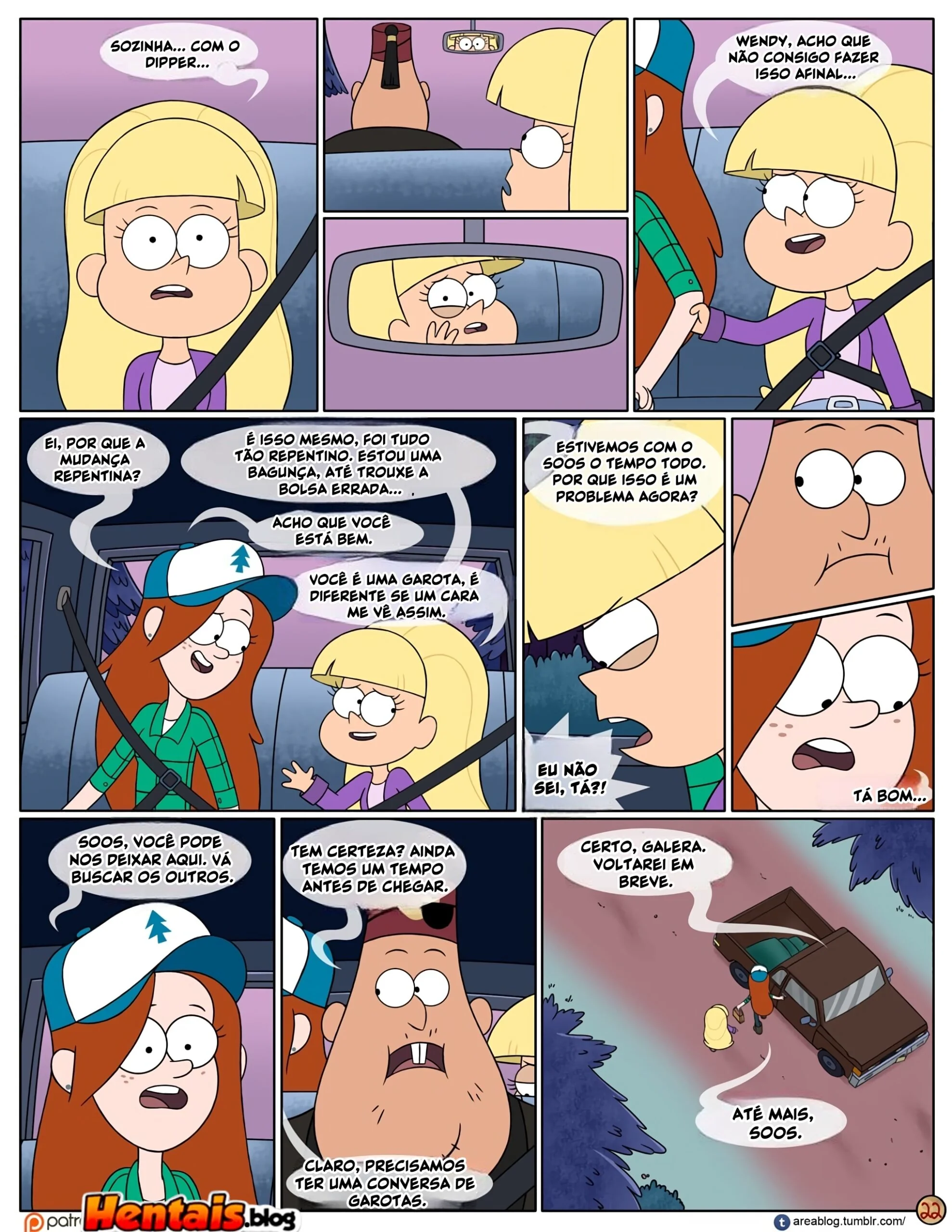 Gravity Falls HQ Porno: Próximo Verão - Mabel Ajuda os Gêmeos a Foder Pacifica em HQ Brasileiro