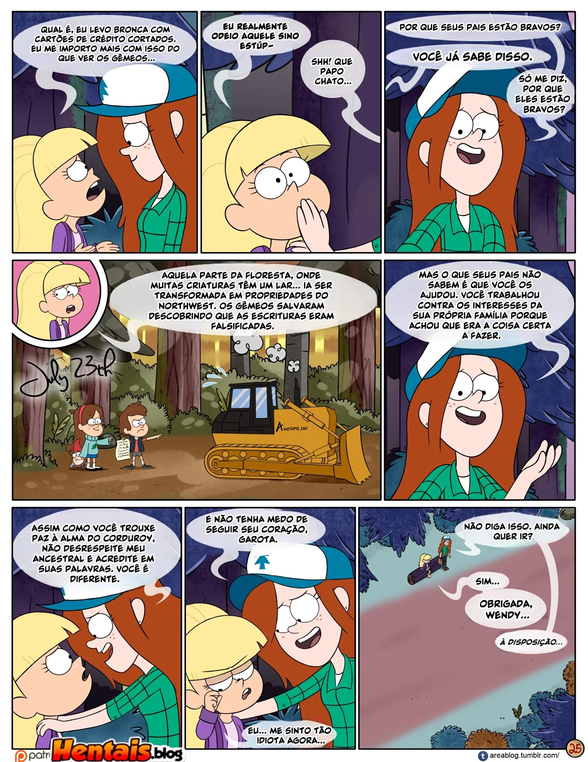 Gravity Falls HQ Porno: Próximo Verão - Mabel Ajuda os Gêmeos a Foder Pacifica em HQ Brasileiro