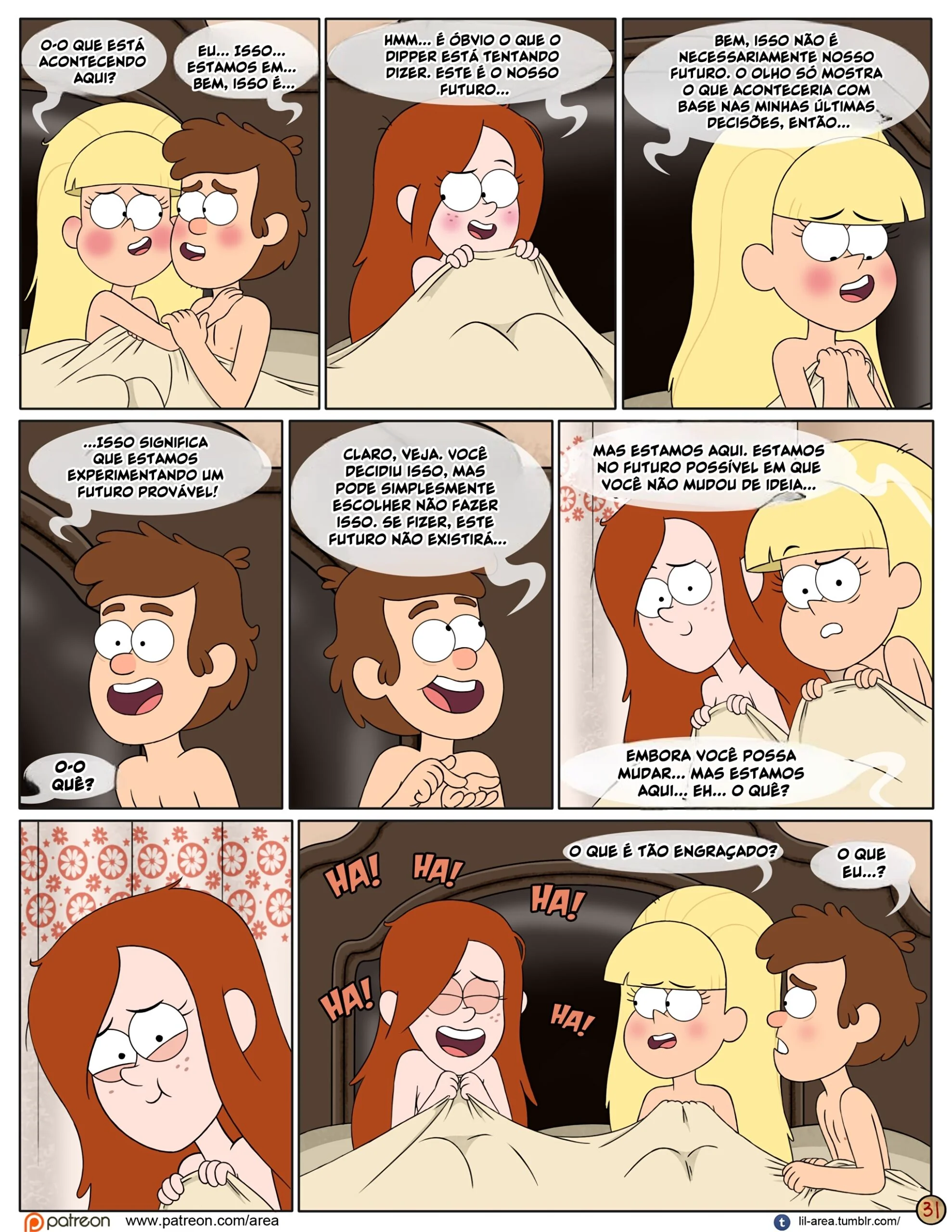 Gravity Falls HQ Porno: Próximo Verão - Mabel Ajuda os Gêmeos a Foder Pacifica em HQ Brasileiro