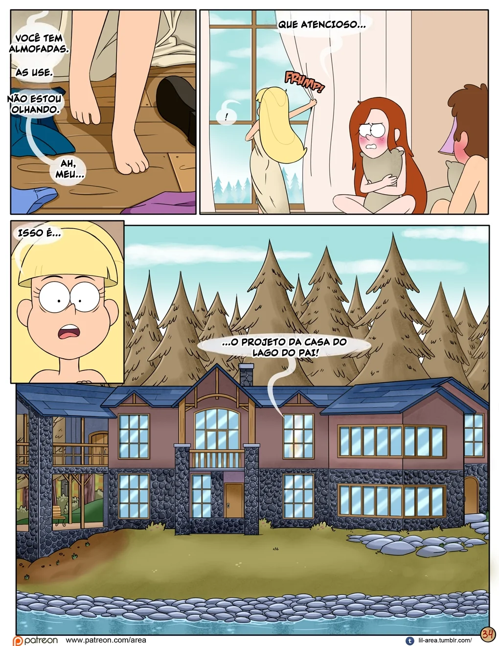 Gravity Falls HQ Porno: Próximo Verão - Mabel Ajuda os Gêmeos a Foder Pacifica em HQ Brasileiro