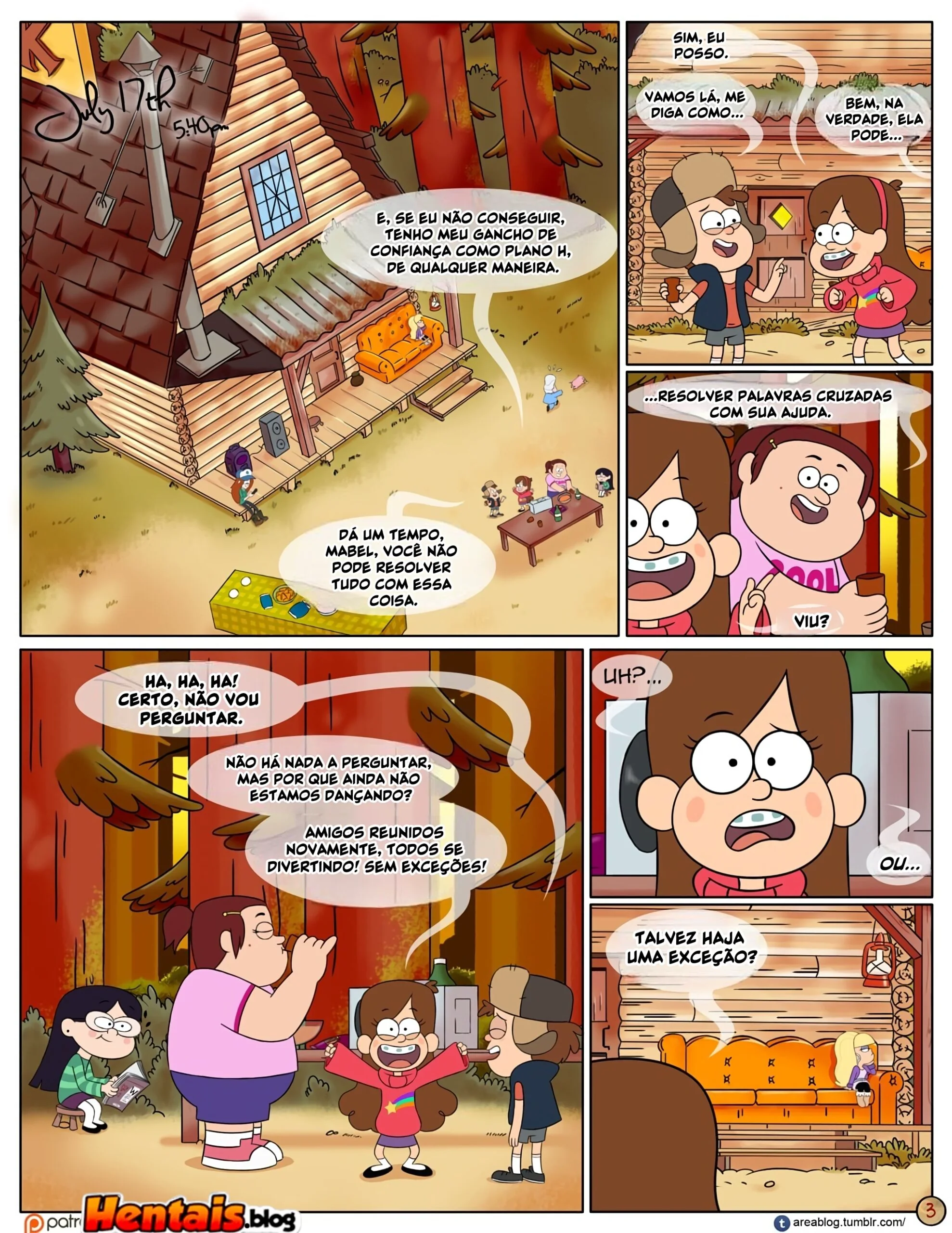 Gravity Falls HQ Porno: Próximo Verão - Mabel Ajuda os Gêmeos a Foder Pacifica em HQ Brasileiro