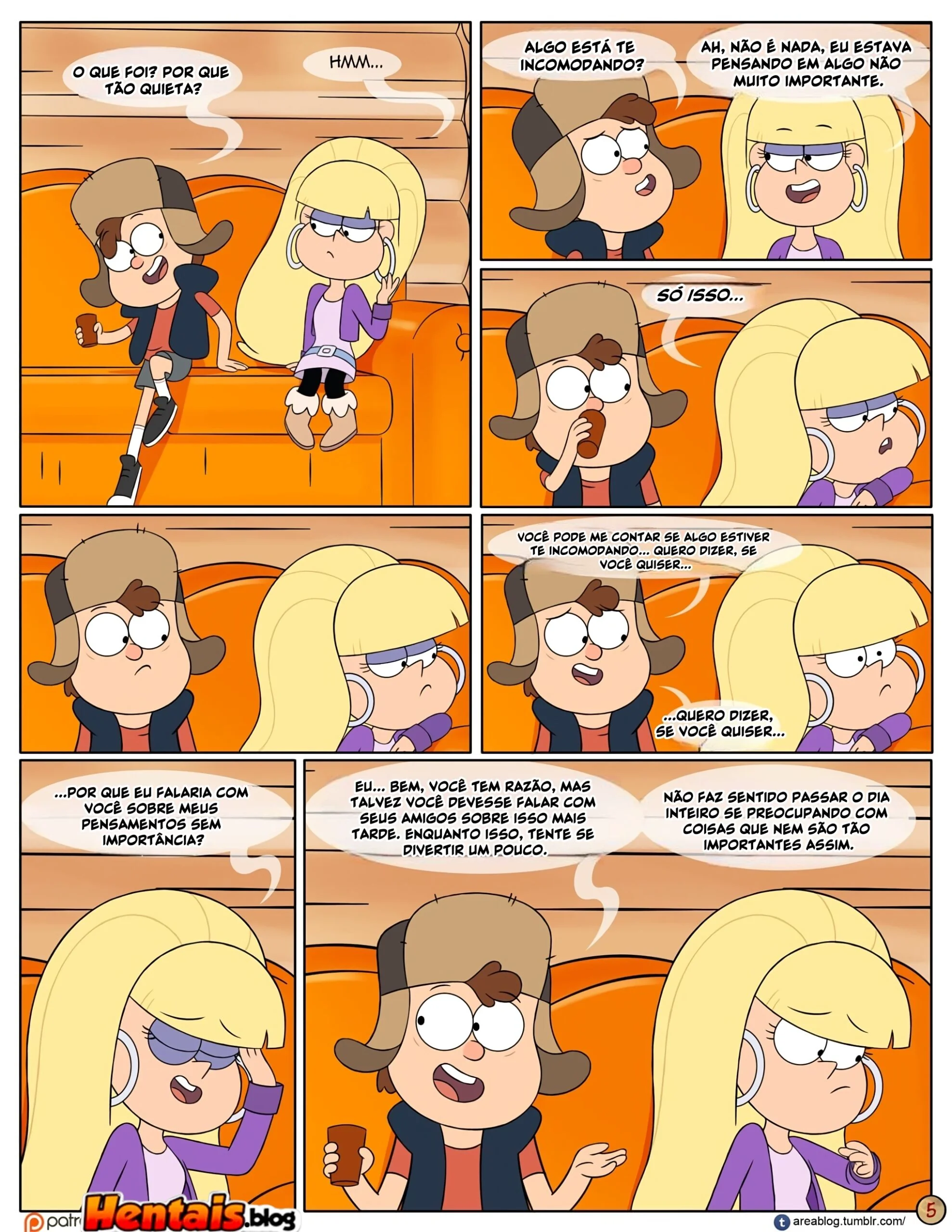 Gravity Falls HQ Porno: Próximo Verão - Mabel Ajuda os Gêmeos a Foder Pacifica em HQ Brasileiro