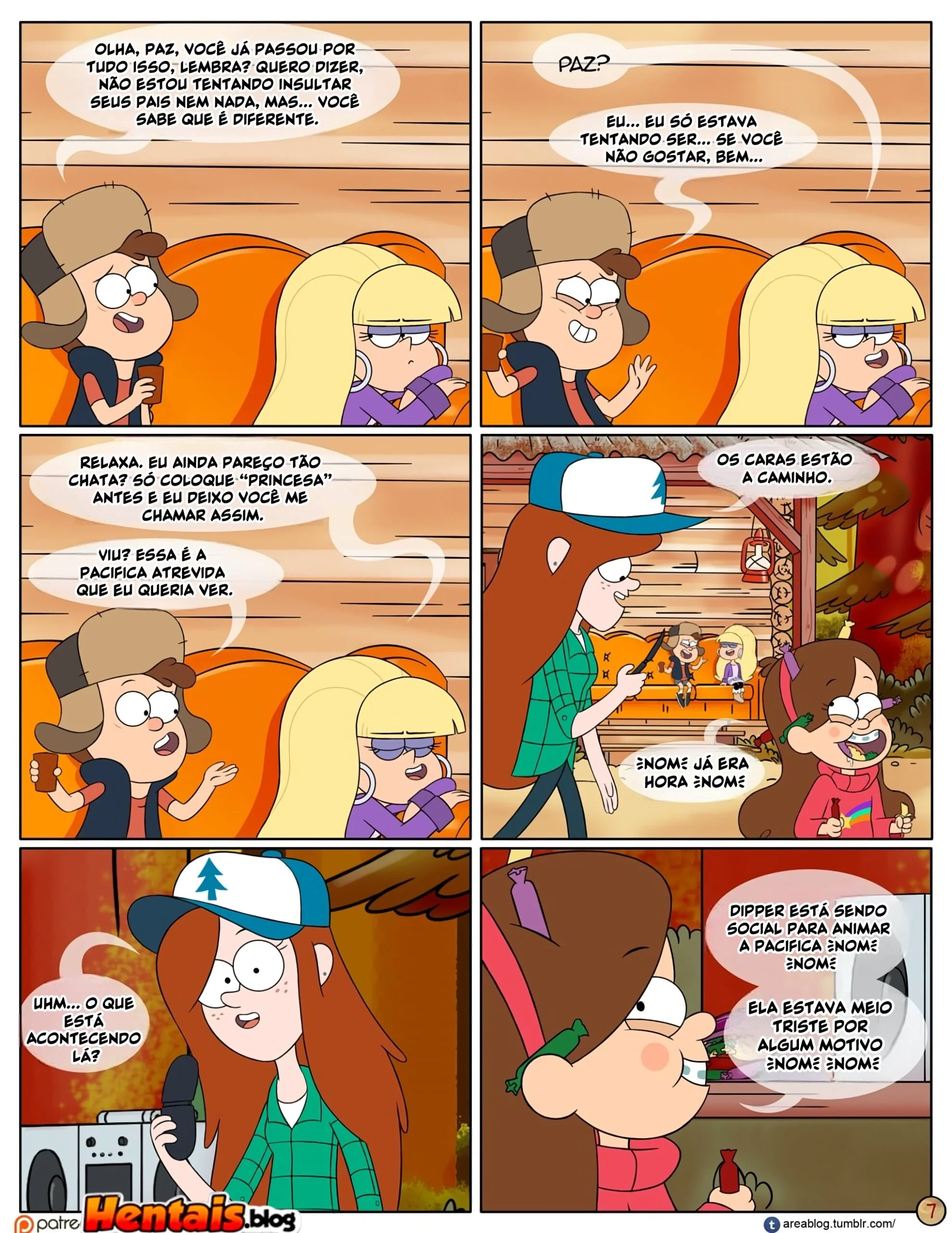 Gravity Falls HQ Porno: Próximo Verão - Mabel Ajuda os Gêmeos a Foder Pacifica em HQ Brasileiro