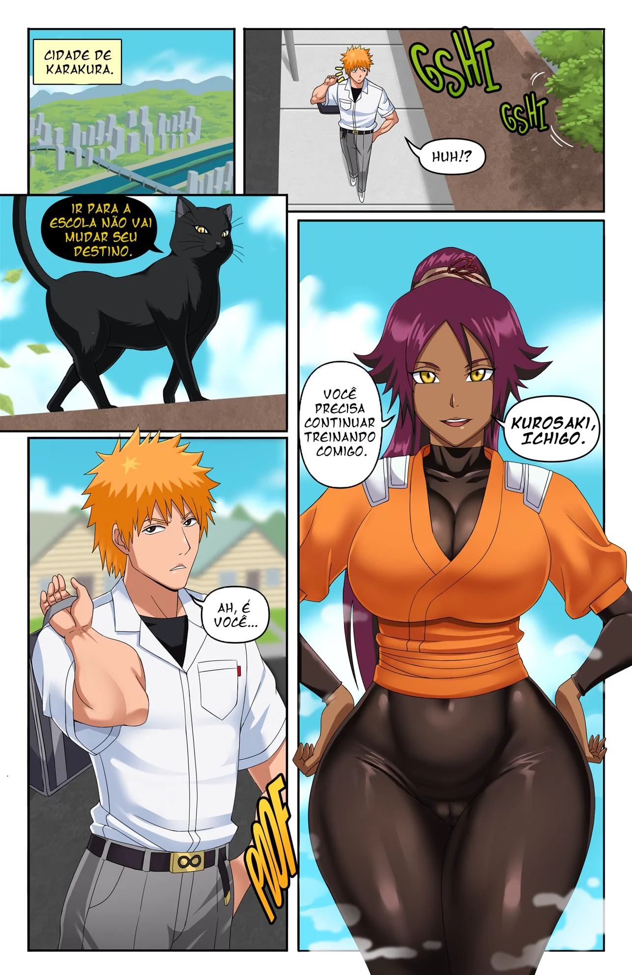 Ichigo e Yoruichi: Confronto de Paus e Bucetas em Manga Hentai HQ Brasileiro