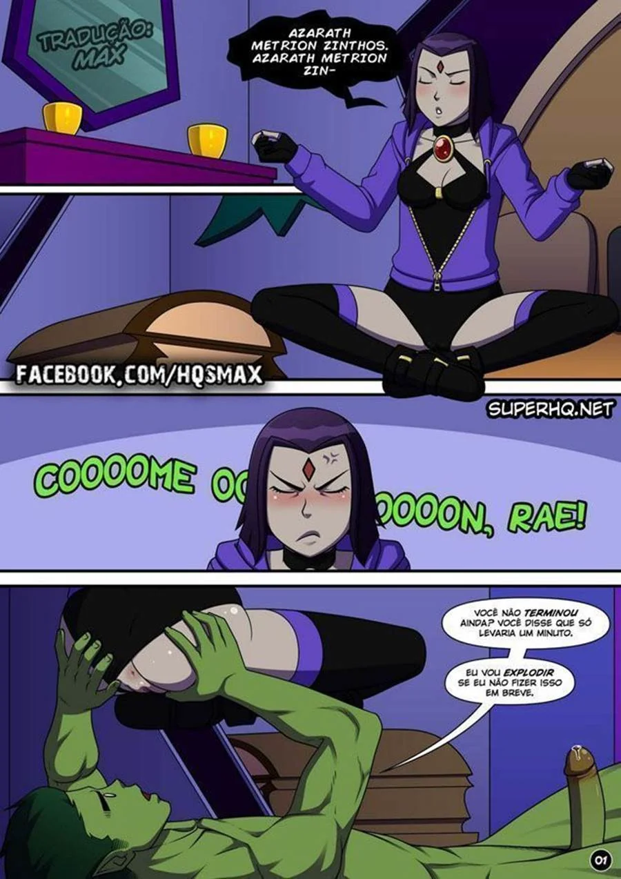 Jovens Titãs Hentai: Mutano Arromba o Cu da Ravena em HQ Brasileiro