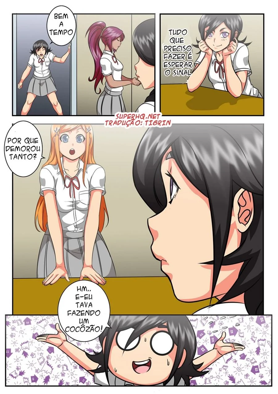 Kon se dá bem com Orihime e Ichigo em Bleach - Hentai HQ Brasileiro