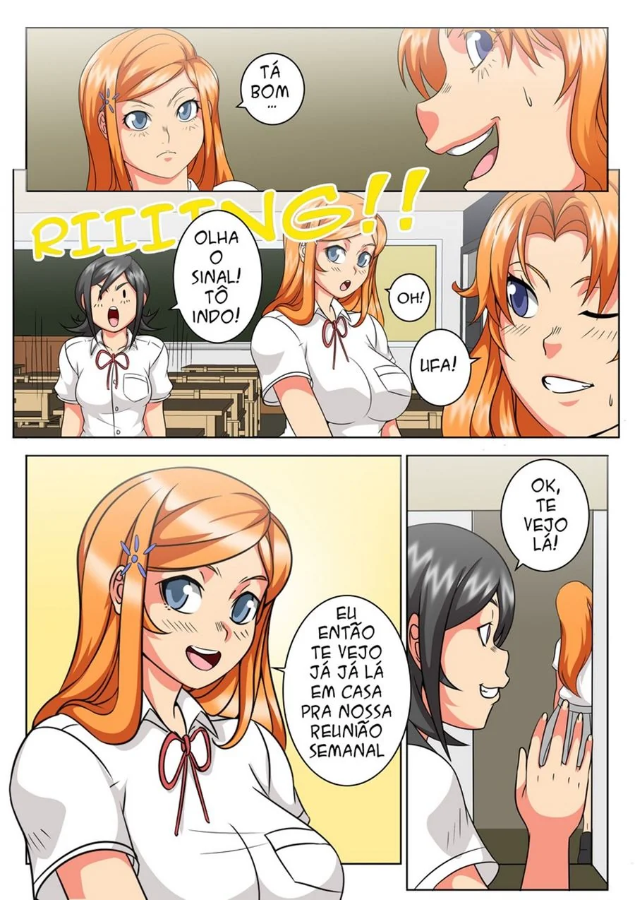 Kon se dá bem com Orihime e Ichigo em Bleach - Hentai HQ Brasileiro