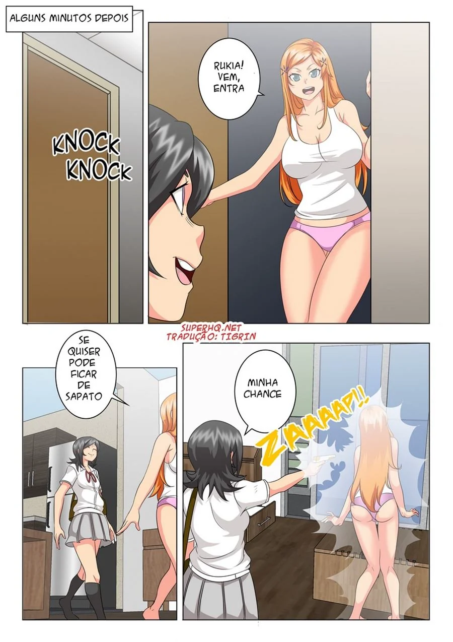 Kon se dá bem com Orihime e Ichigo em Bleach - Hentai HQ Brasileiro
