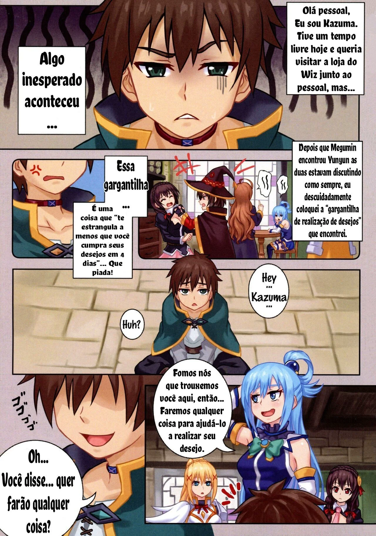 Kono Subarashii: Desejos Maravilhosos - Kazuma e suas Safadezas Proibidas em Hentai HQ Brasileiro!