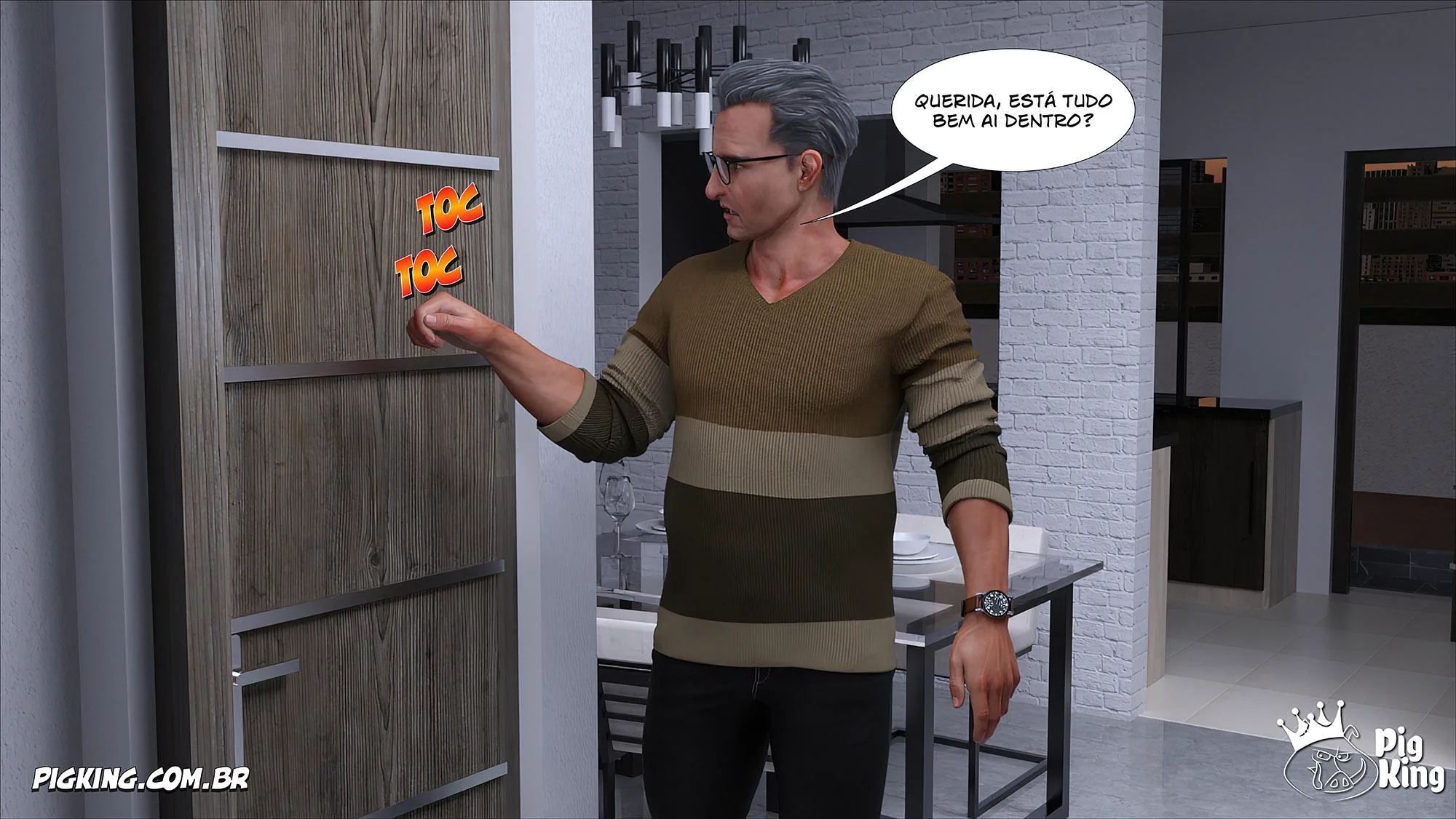 Louise se entrega à putaria no banheiro em Hentai HQ Brasileiro