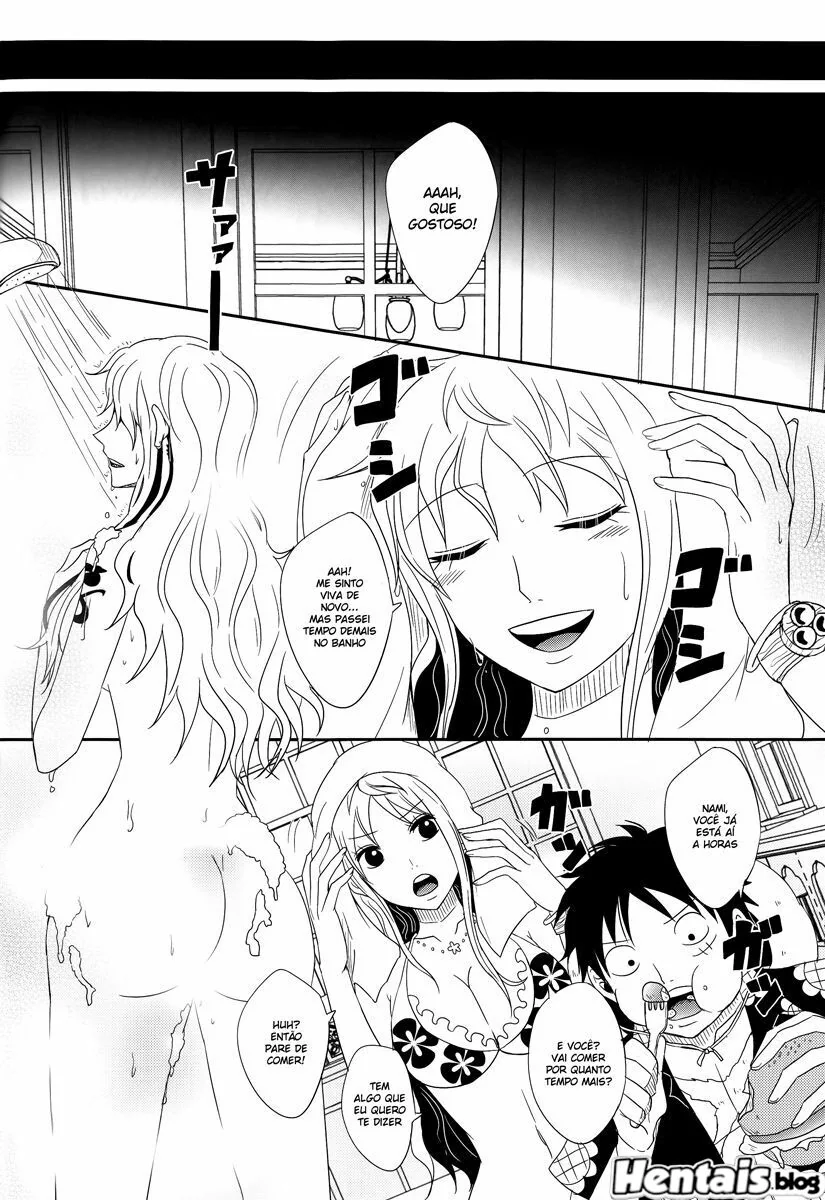 Luffy e a putaria com as gostosas das amigas em anime hentai HQ