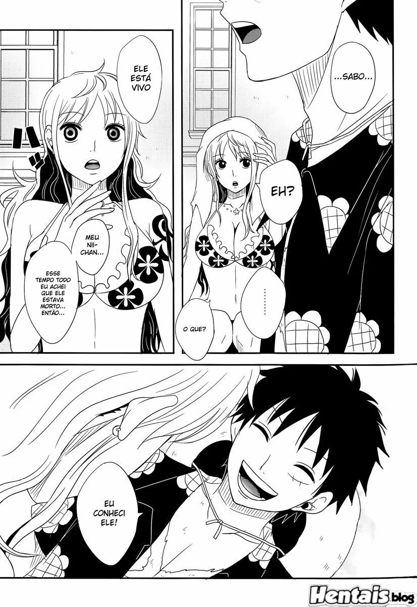 Luffy e a putaria com as gostosas das amigas em anime hentai HQ